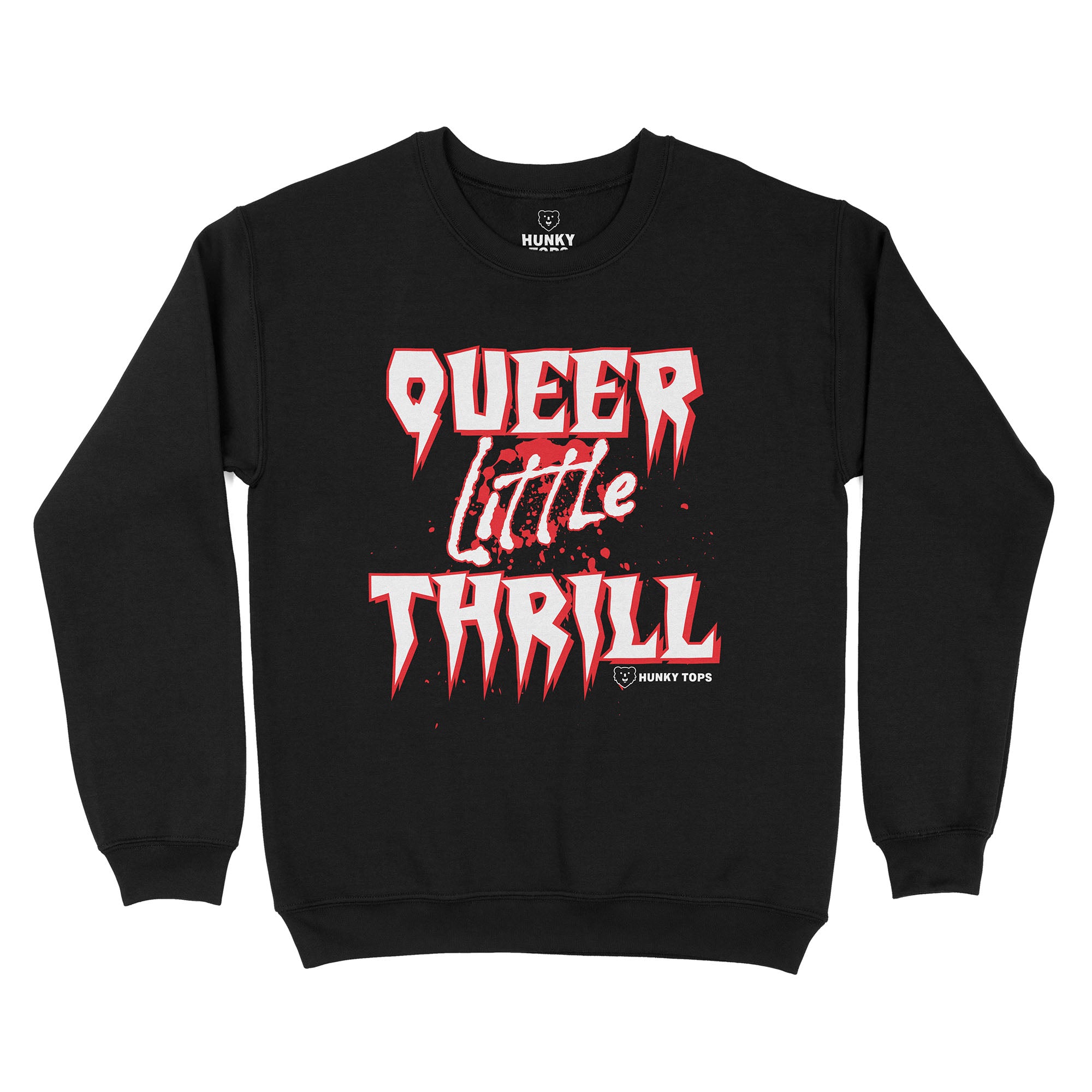 Queer Little Thrill Gay Halloween Sweatshirt - Hunky Tops #color_Black
