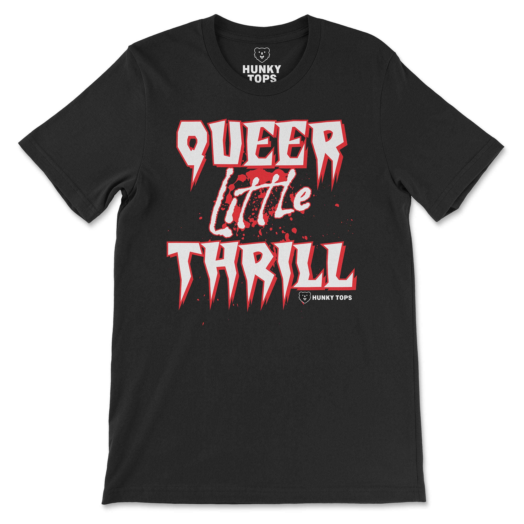 Queer Little Thrill Gay Halloween T-Shirt - Hunky Tops #color_Black