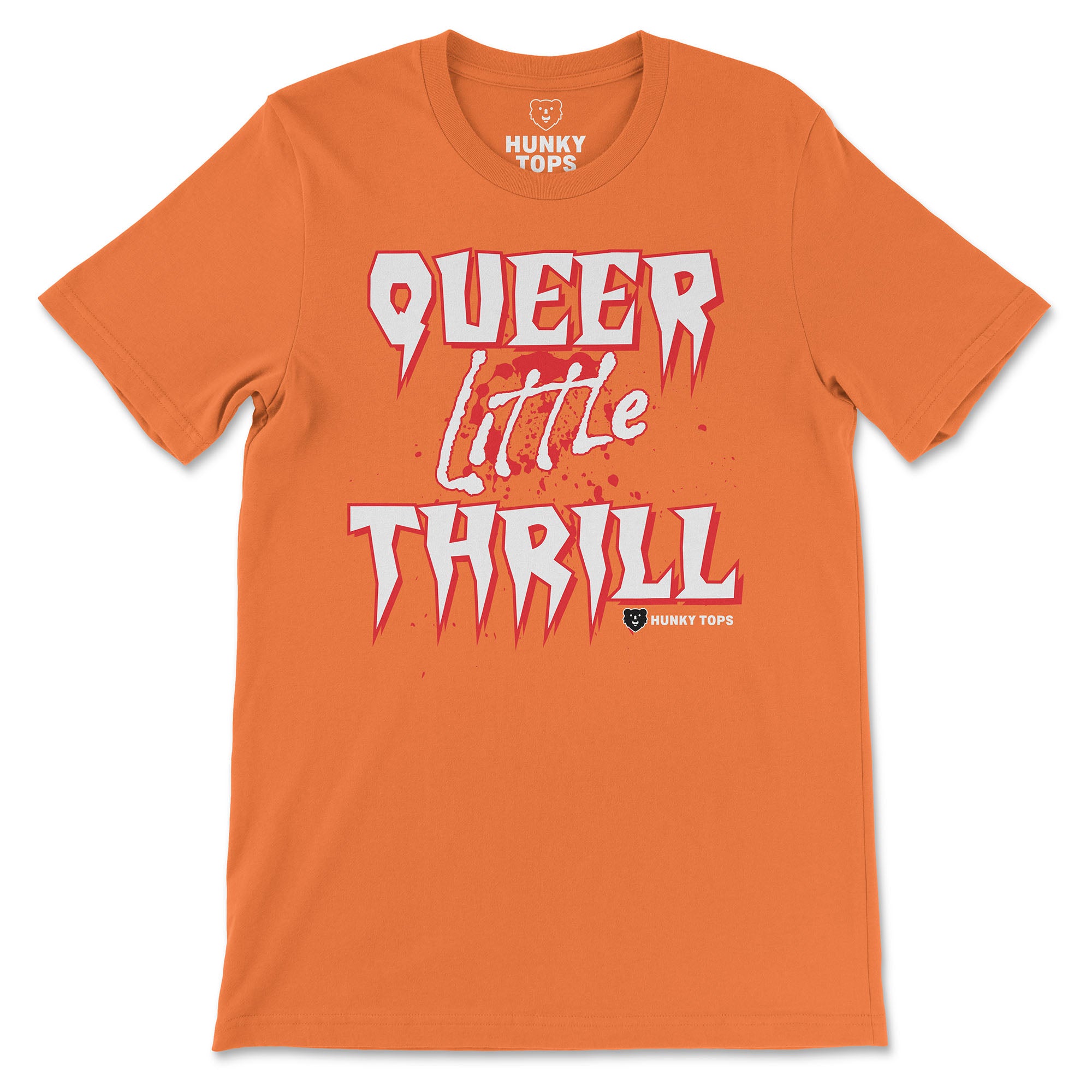 Queer Little Thrill Gay Halloween T-Shirt - Hunky Tops #color_Orange