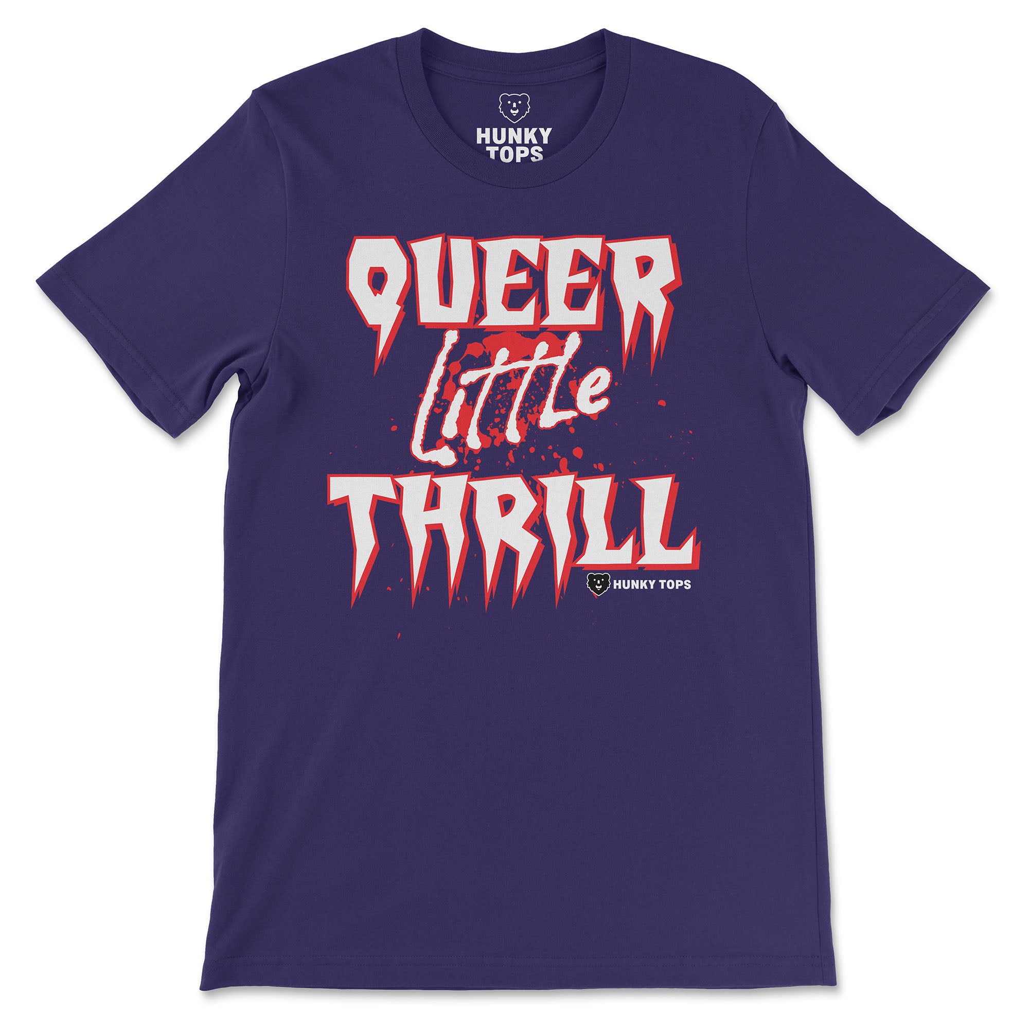Queer Little Thrill Gay Halloween T-Shirt - Hunky Tops #color_Team Purple