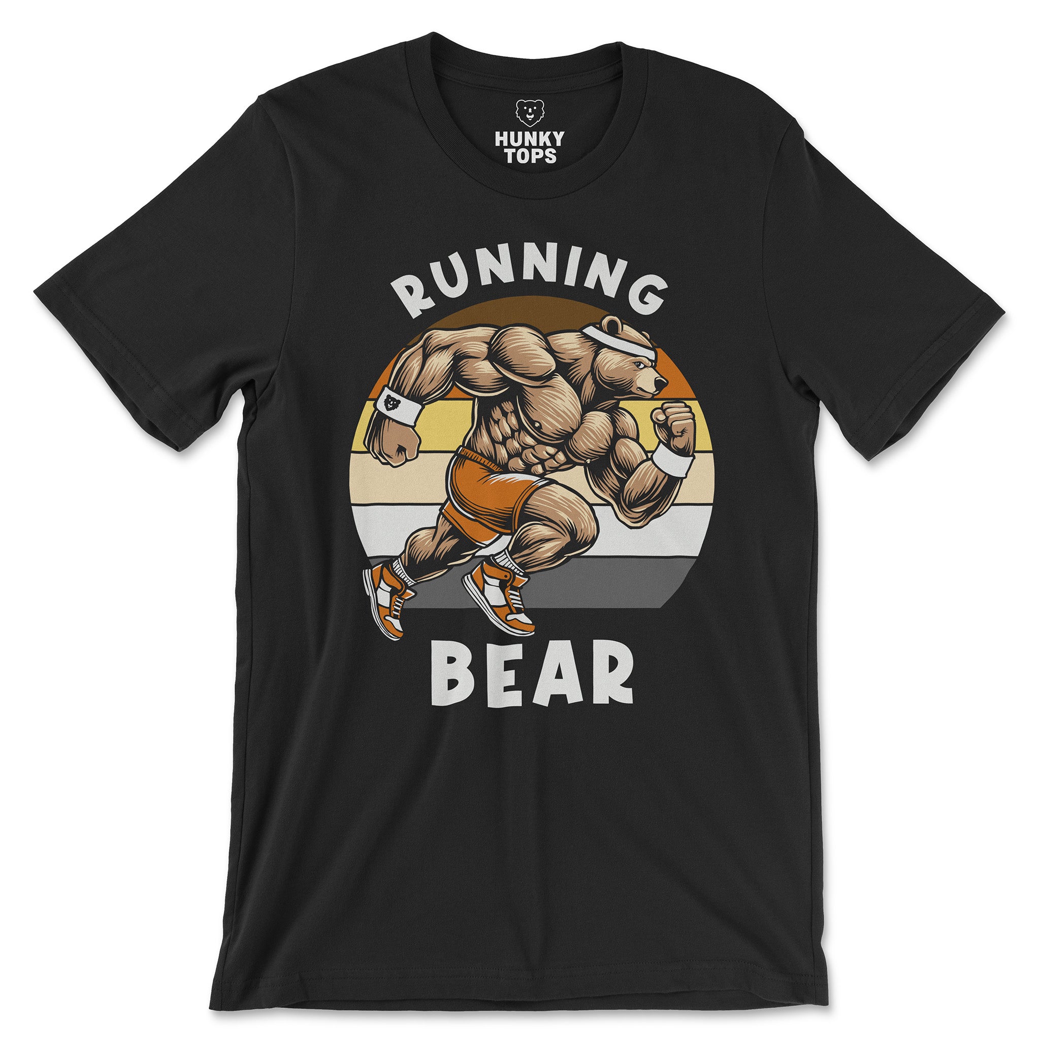 Running Bear T-Shirt - Hunky Tops #color_Black