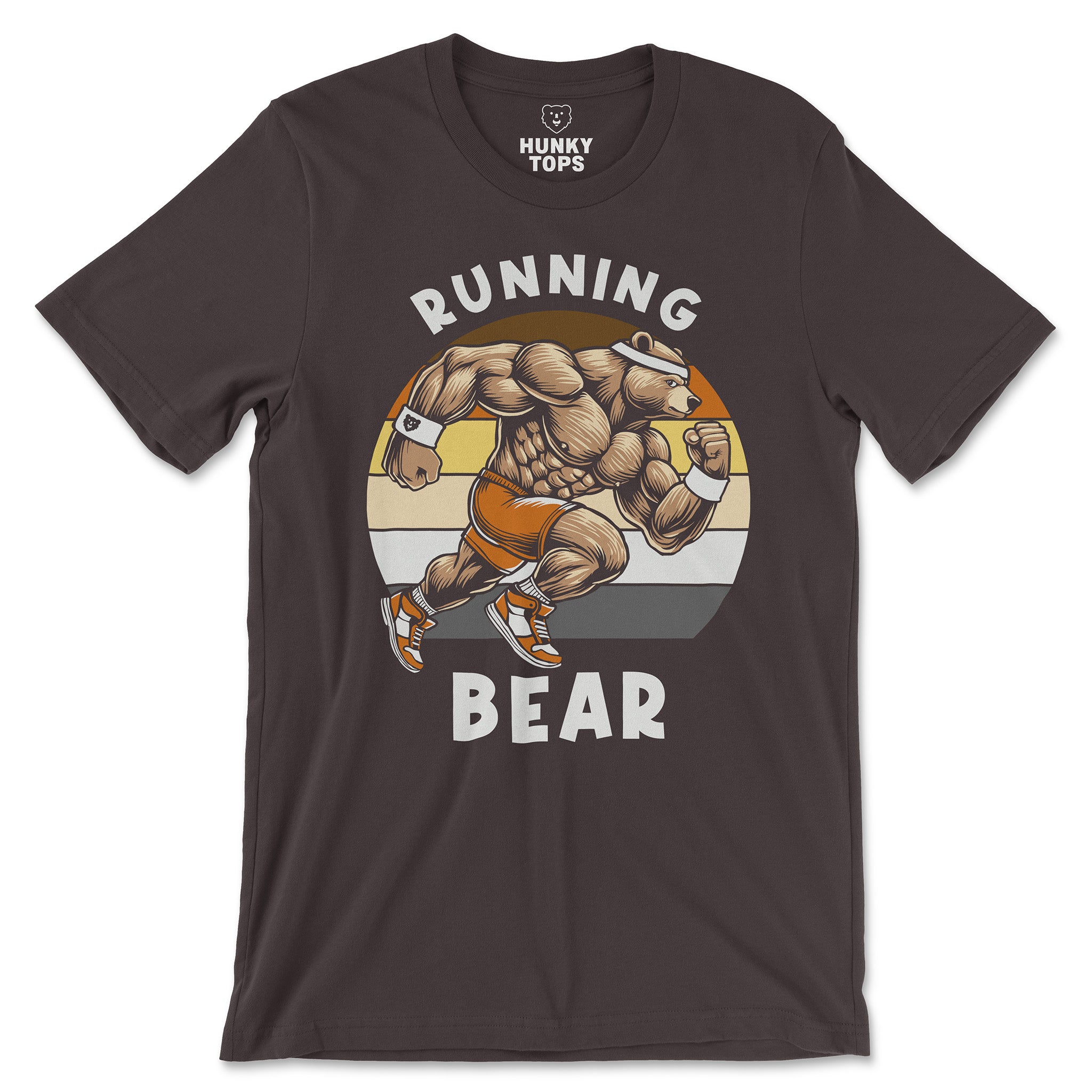 Running Bear T-Shirt - Hunky Tops #color_Brown