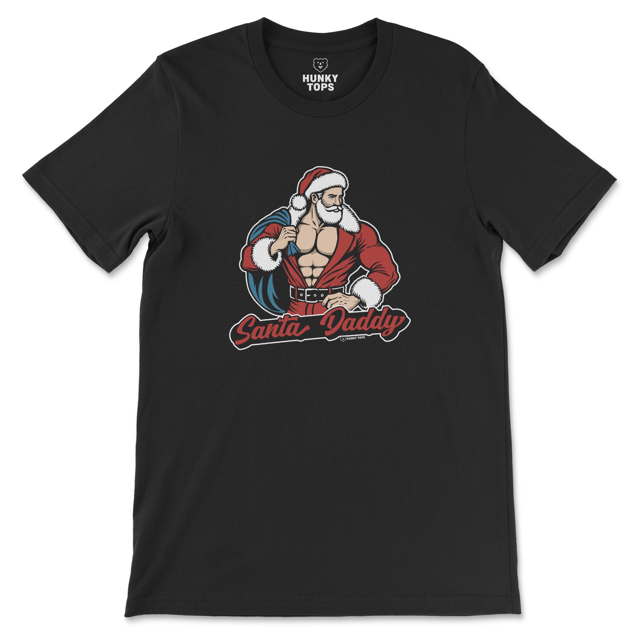 SANTA DADDY HOLIDAY T-SHIRT - Hunky Tops #color_Black