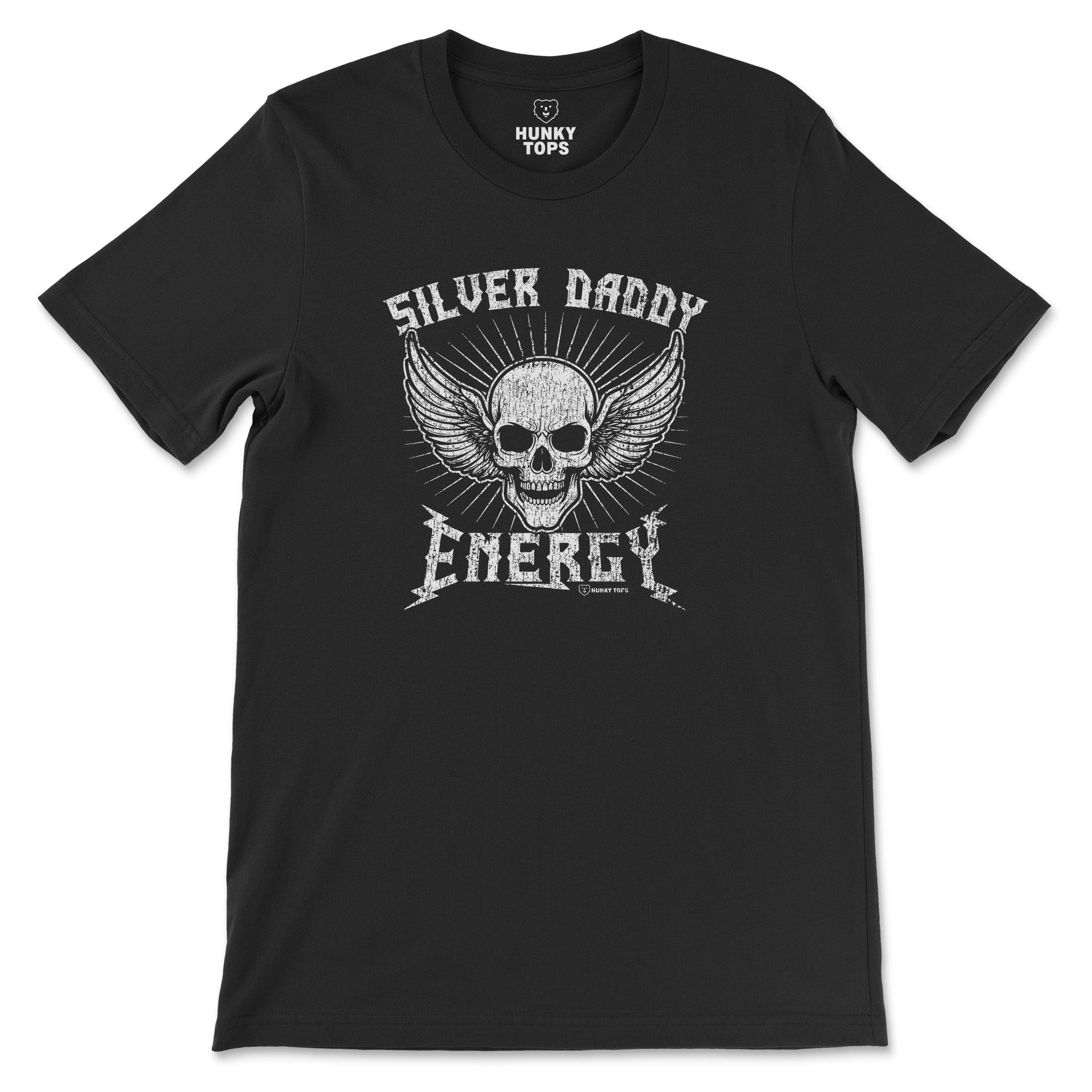 SILVER DADDY ENTERGY T-SHIRT - Hunky Tops #color_Black