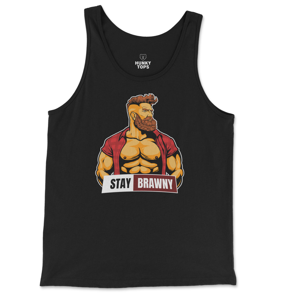 Stay Brawny Tank Top - Hunky Tops #color_Black