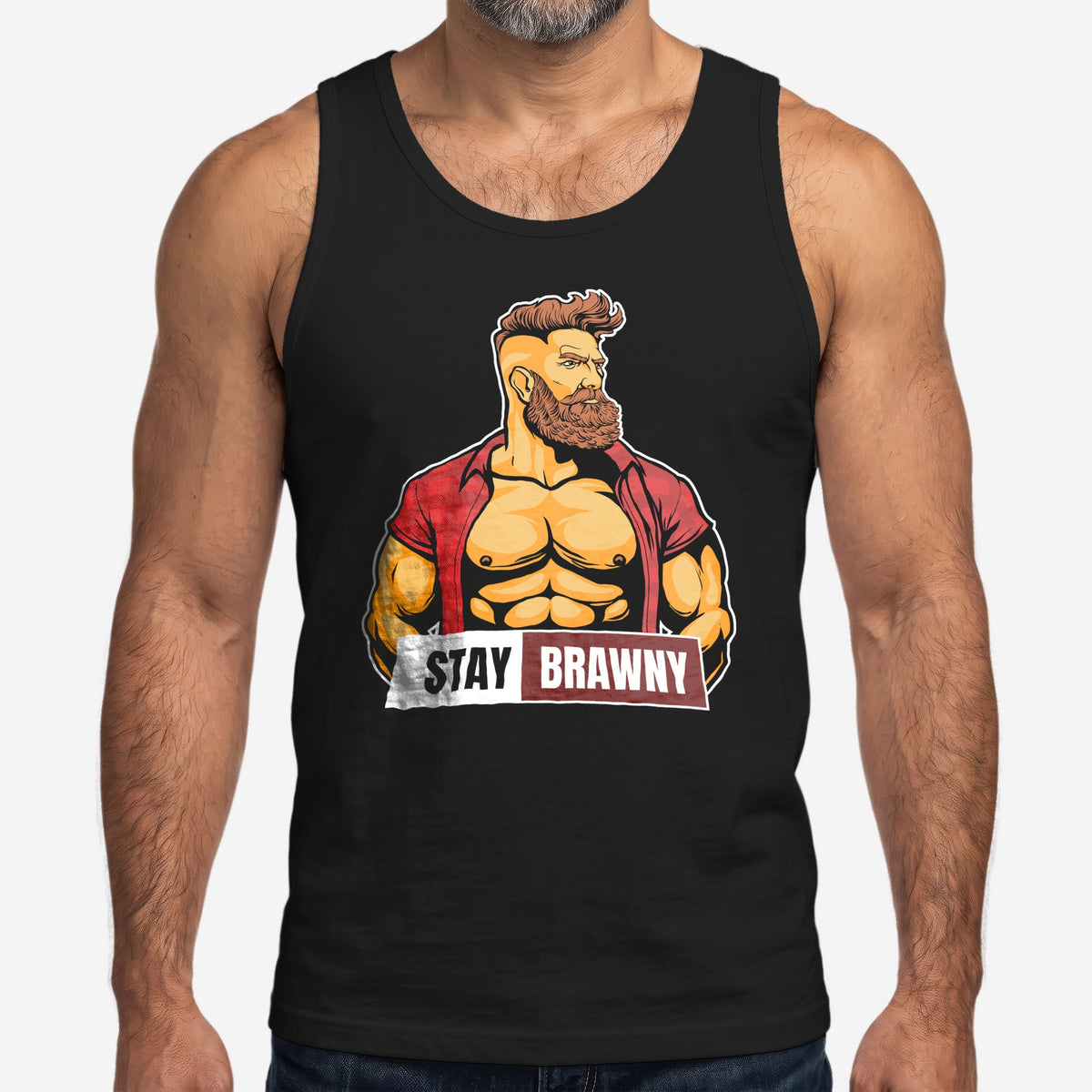 Stay Brawny Tank Top - Hunky Tops #color_Black