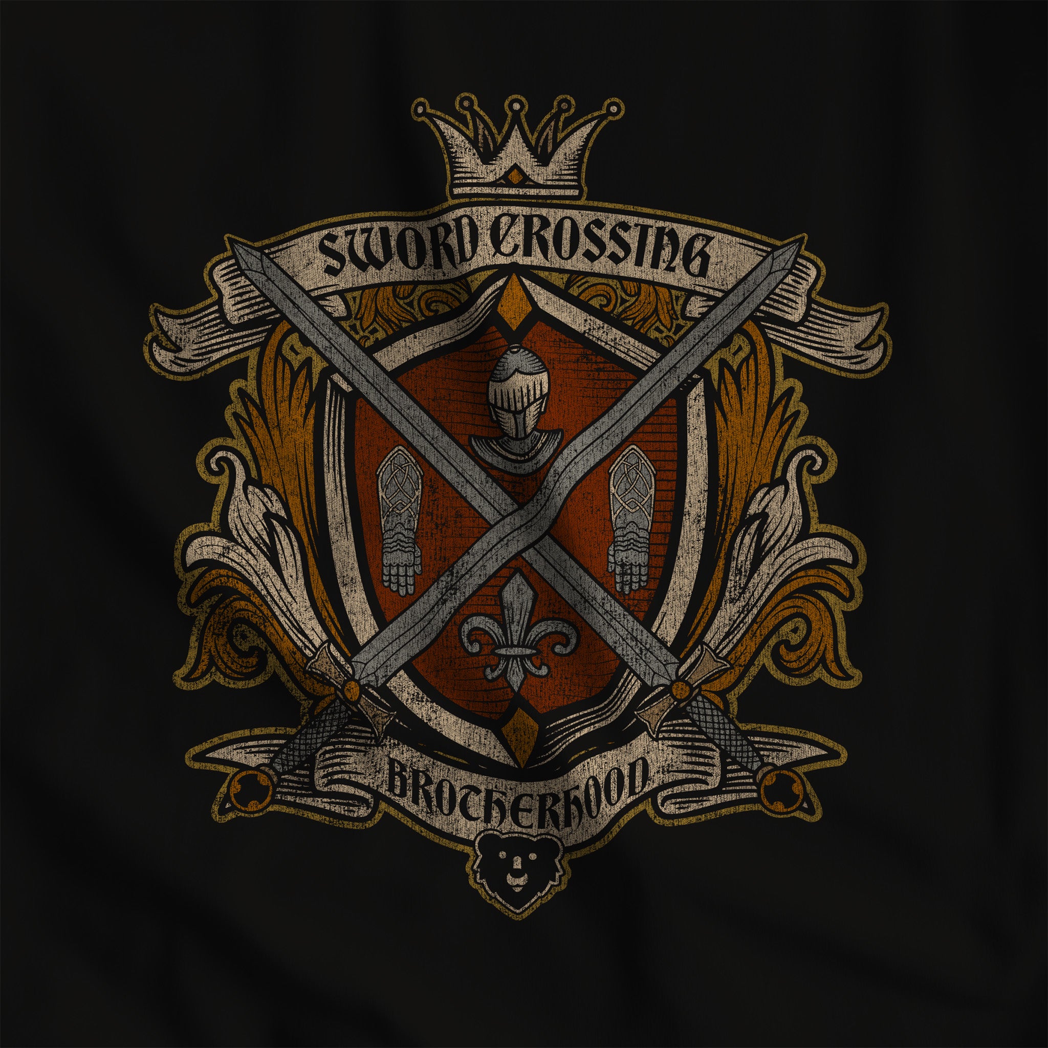 Sword Crossing Brotherhood T-Shirt - Hunky Tops #color_Black