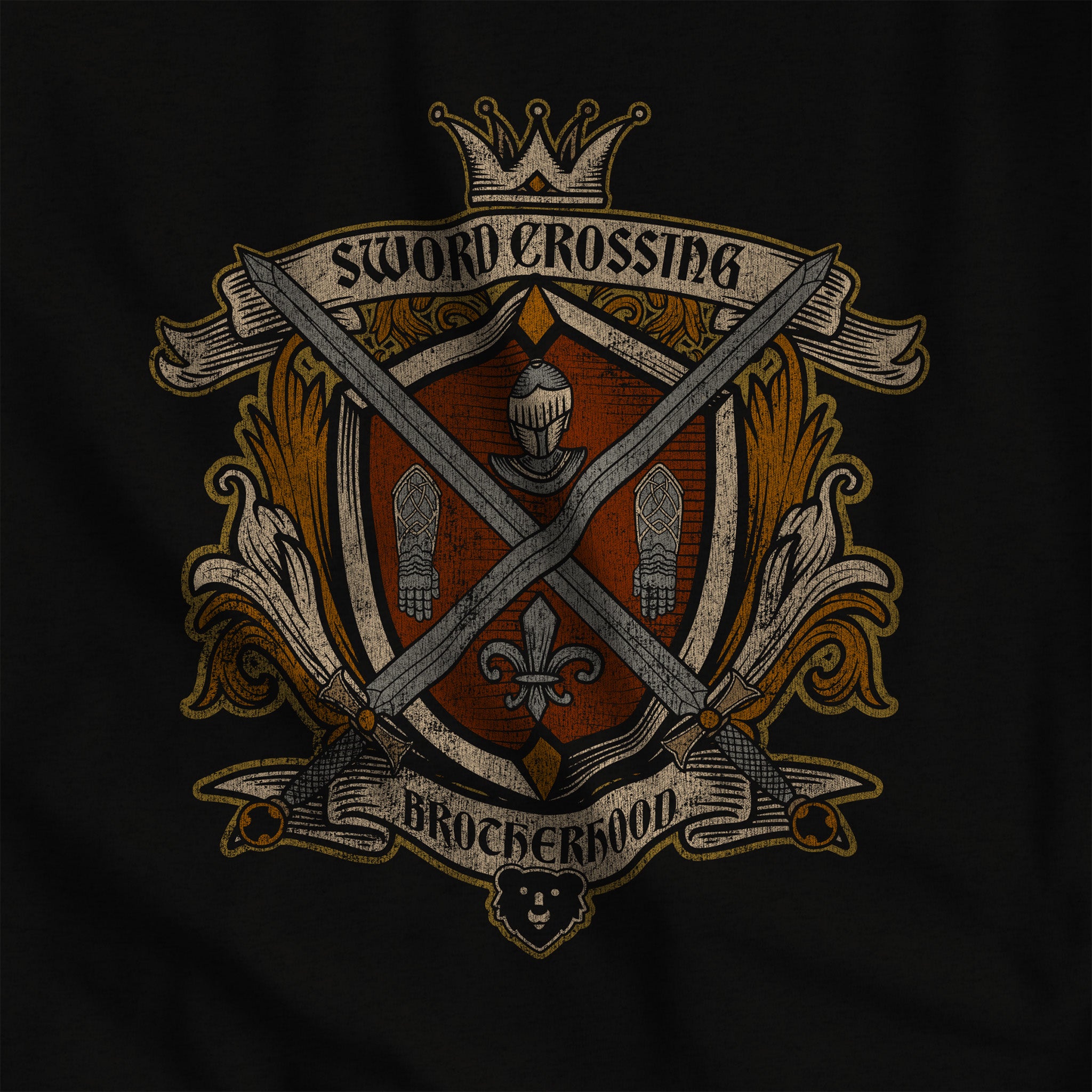 Sword Crossing Brotherhood T-Shirt - Hunky Tops #color_Black Heather