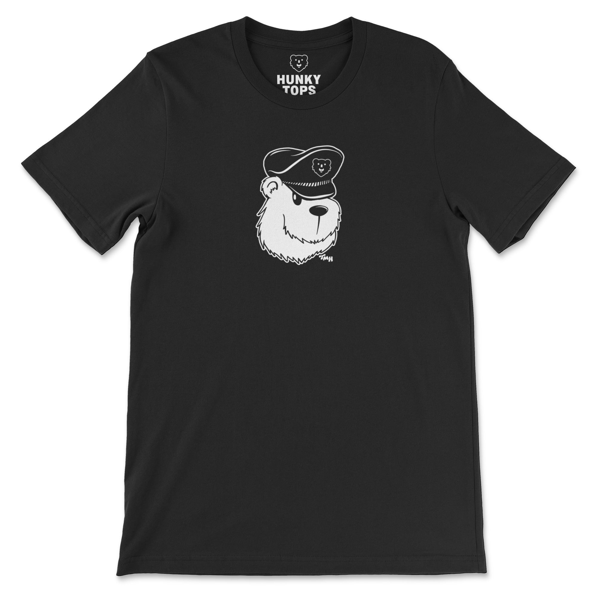 Leather Cap Bear T-Shirt - Hunky Tops #color_Black