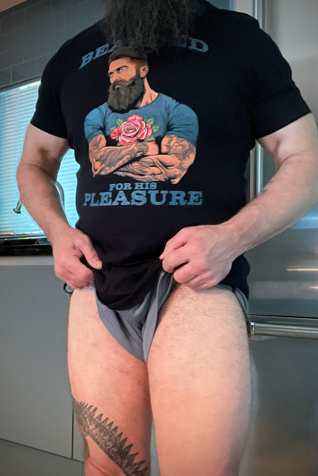 fl_beard wearing the Bearded for His Pleasure T-Shirt
