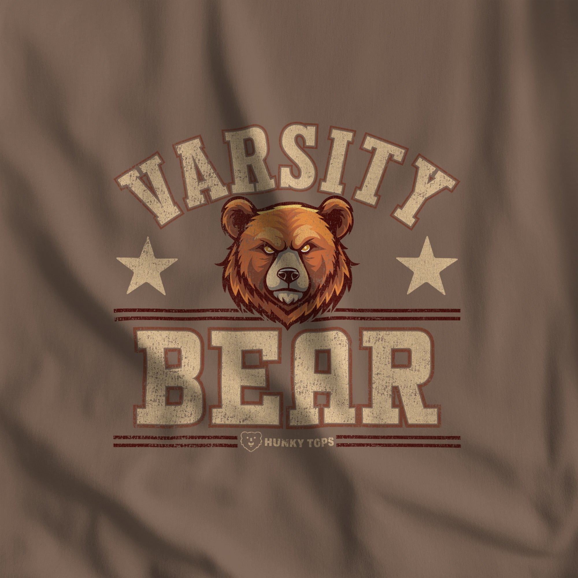 Varsity Bear Long-Sleeve T-Shirt - Hunky Tops #color_Espresso