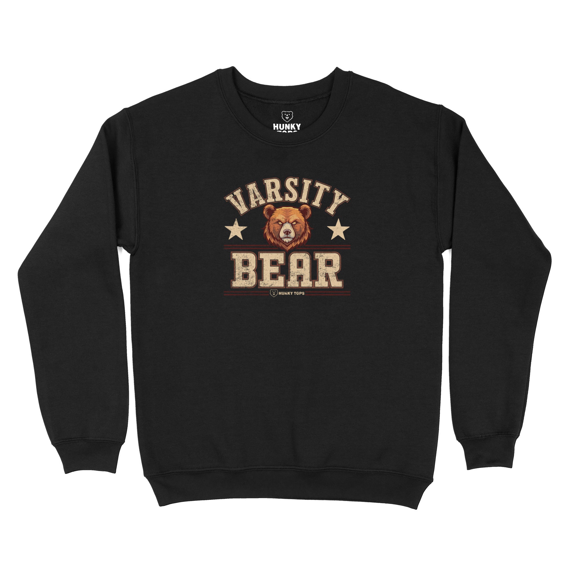 Varsity Bear Sweatshirt - Hunky Tops #color_Black