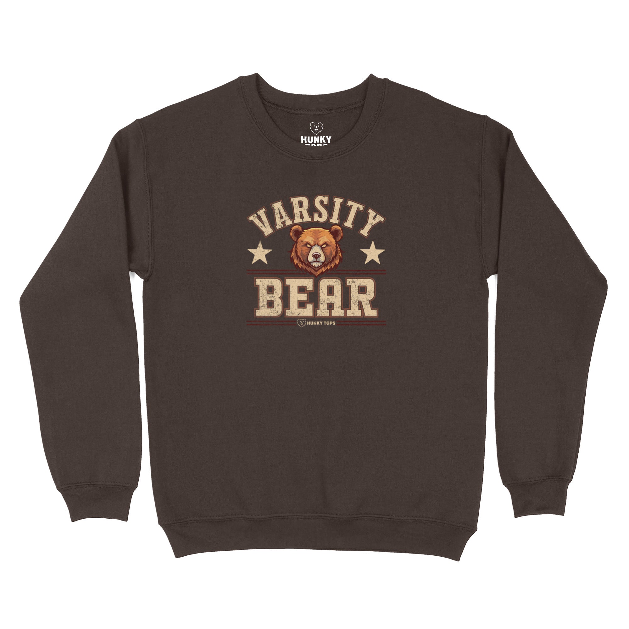 Varsity Bear Sweatshirt - Hunky Tops #color_Dark Chocolate