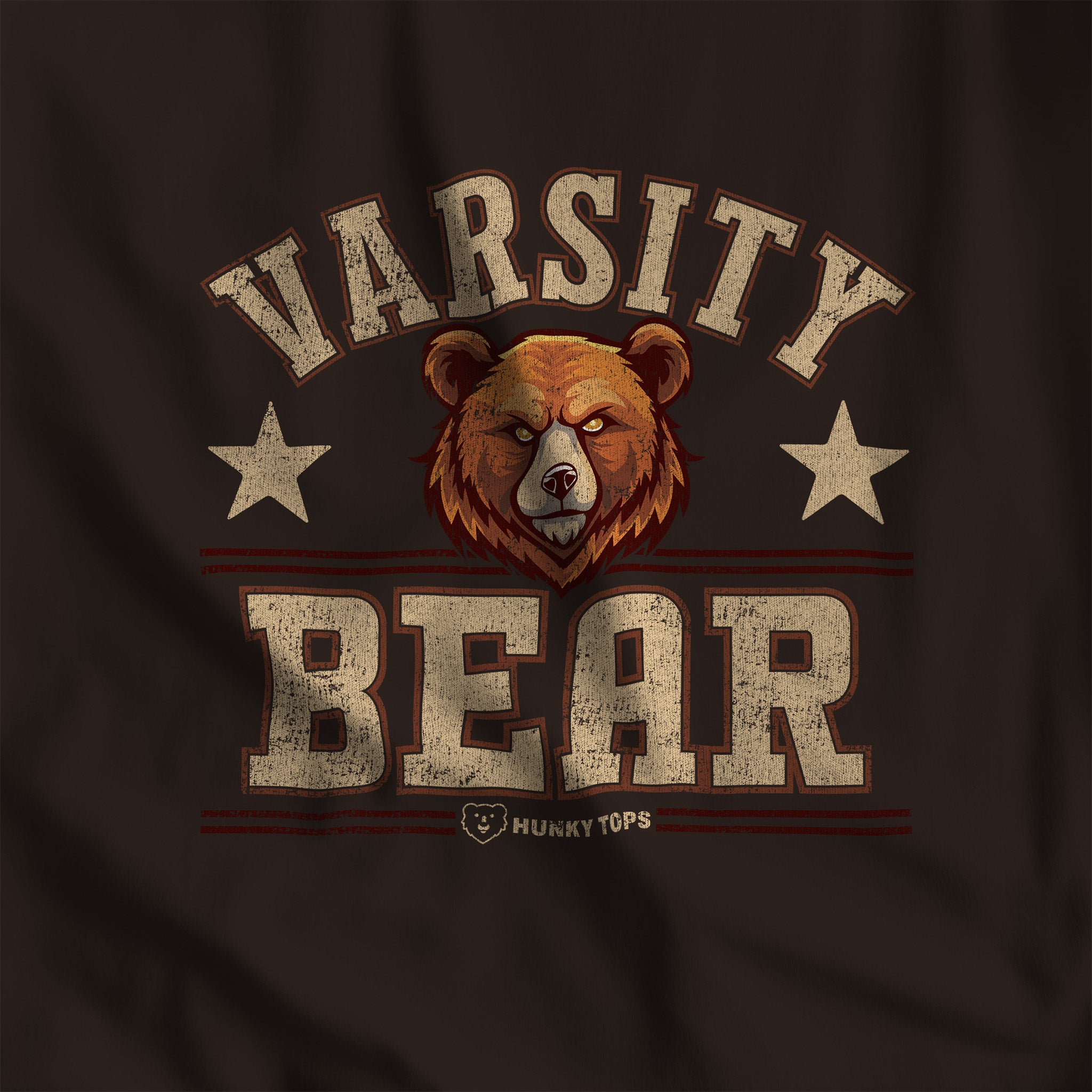 Varsity Bear T-Shirt - Hunky Tops #color_Brown