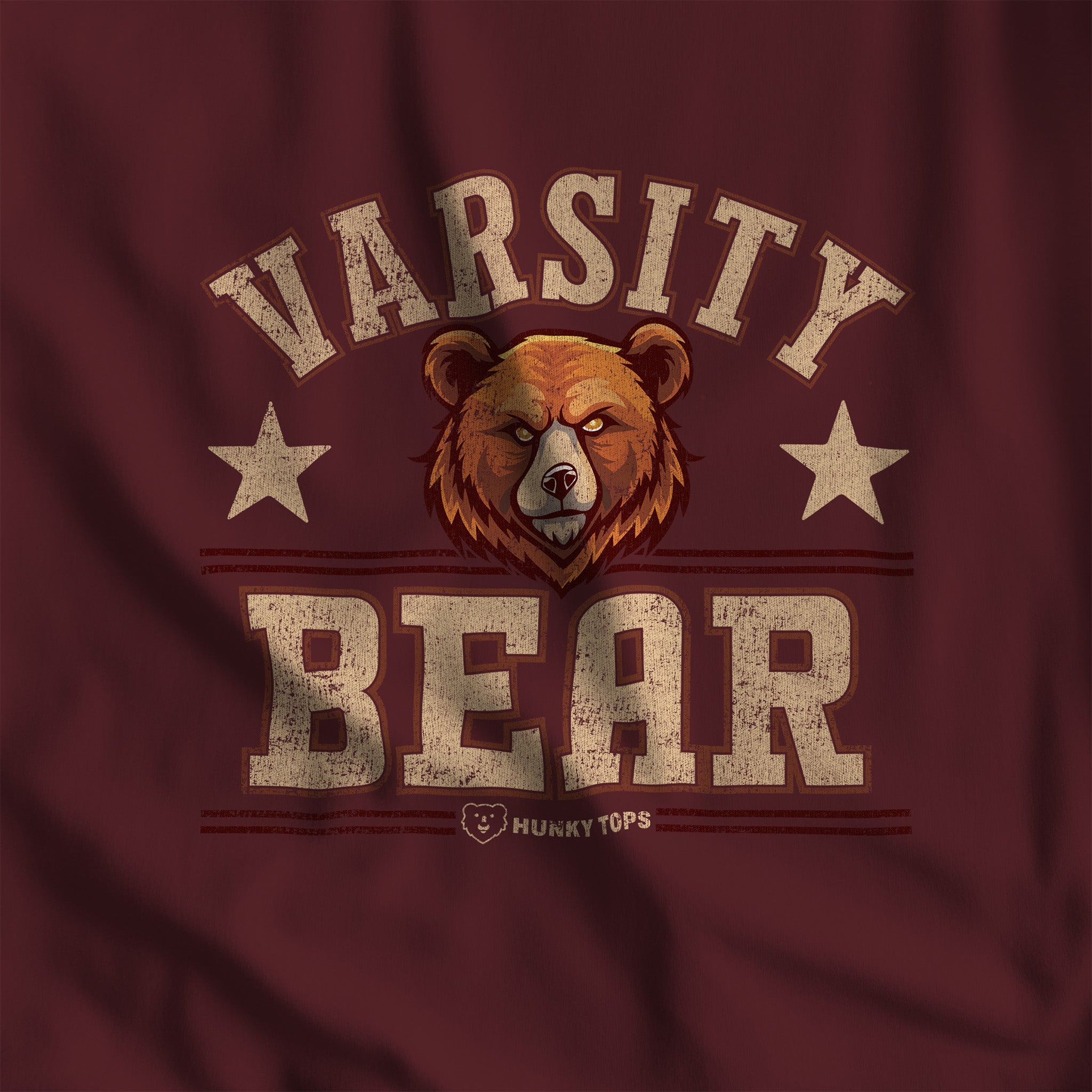 Varsity Bear T-Shirt - Hunky Tops #color_Maroon