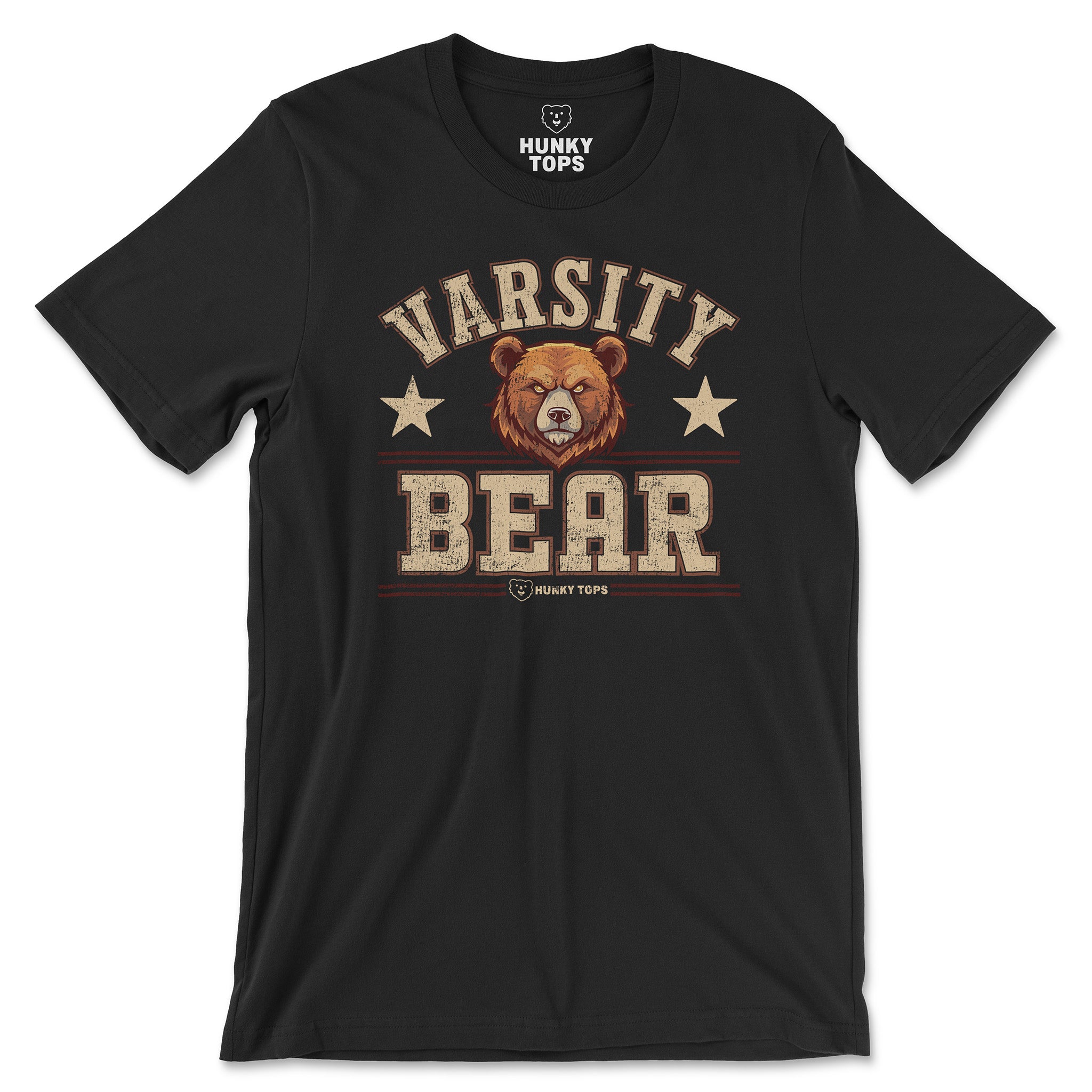 Varsity Bear T-Shirt - Hunky Tops #color_Black