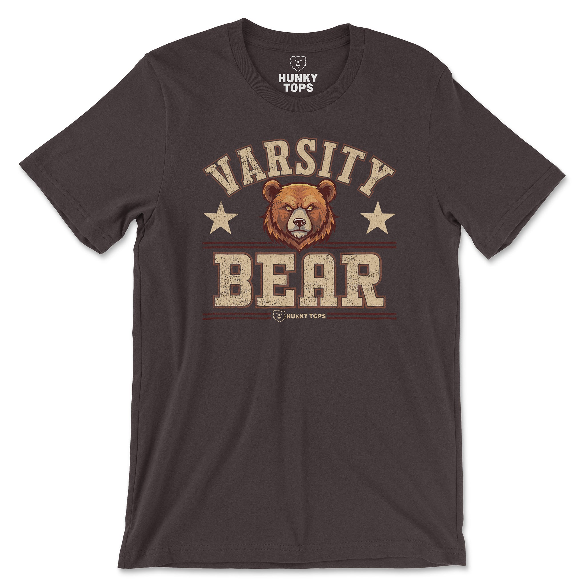 Varsity Bear T-Shirt - Hunky Tops #color_Brown