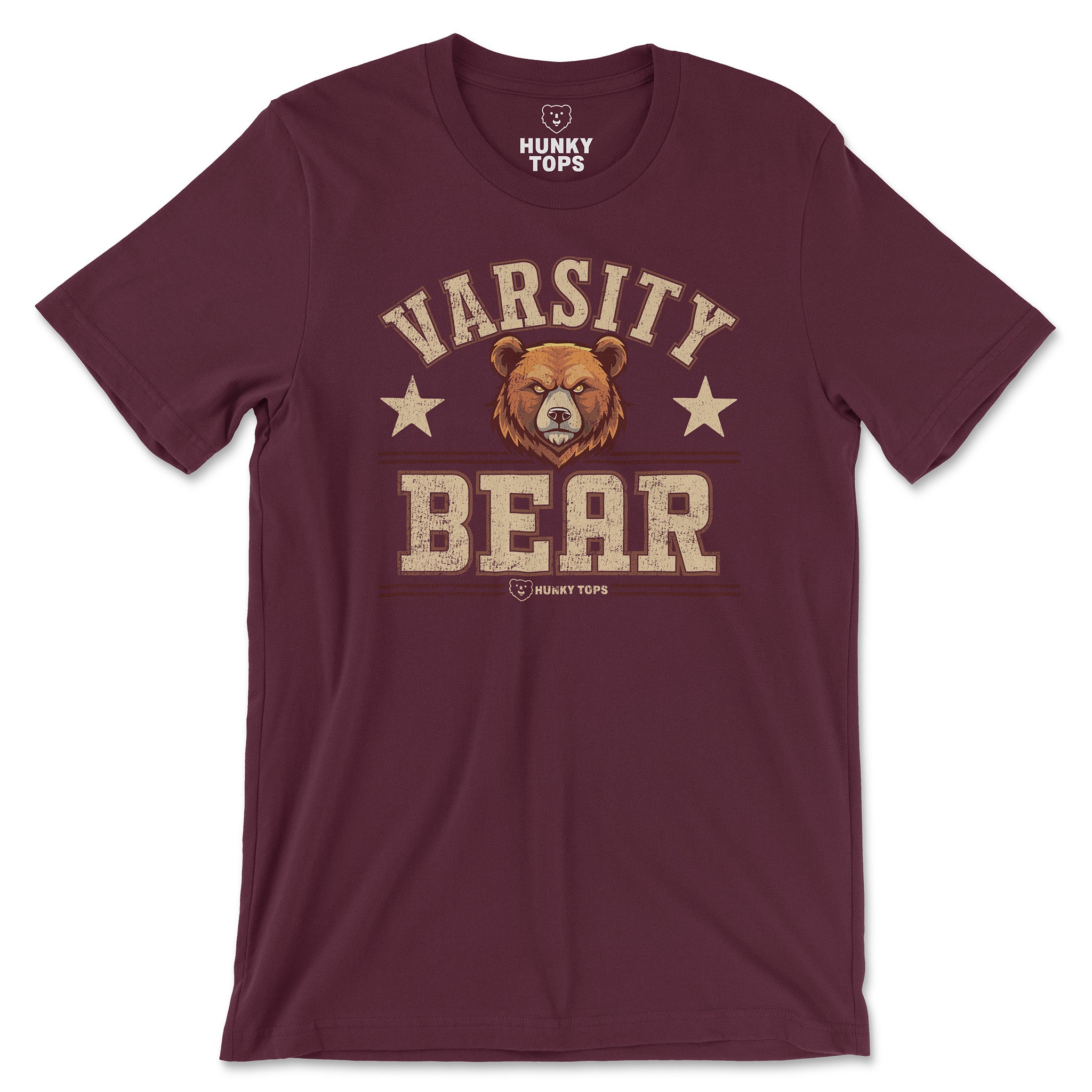 Varsity Bear T-Shirt - Hunky Tops #color_Maroon