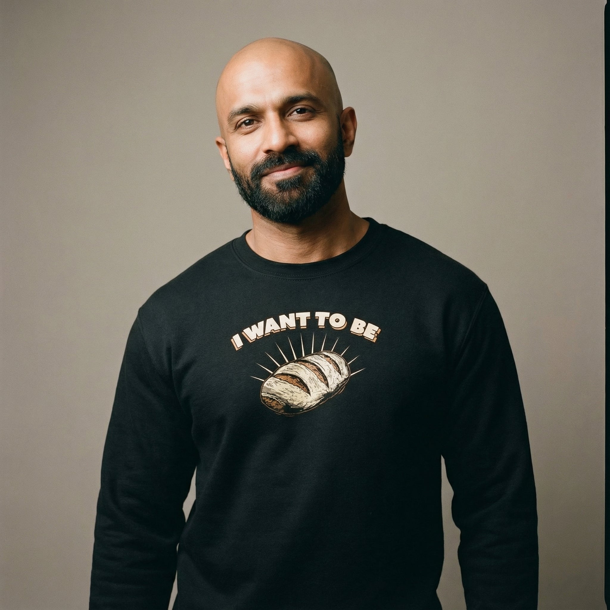 I WANT TO BE BREAD Sweatshirt #color_Black