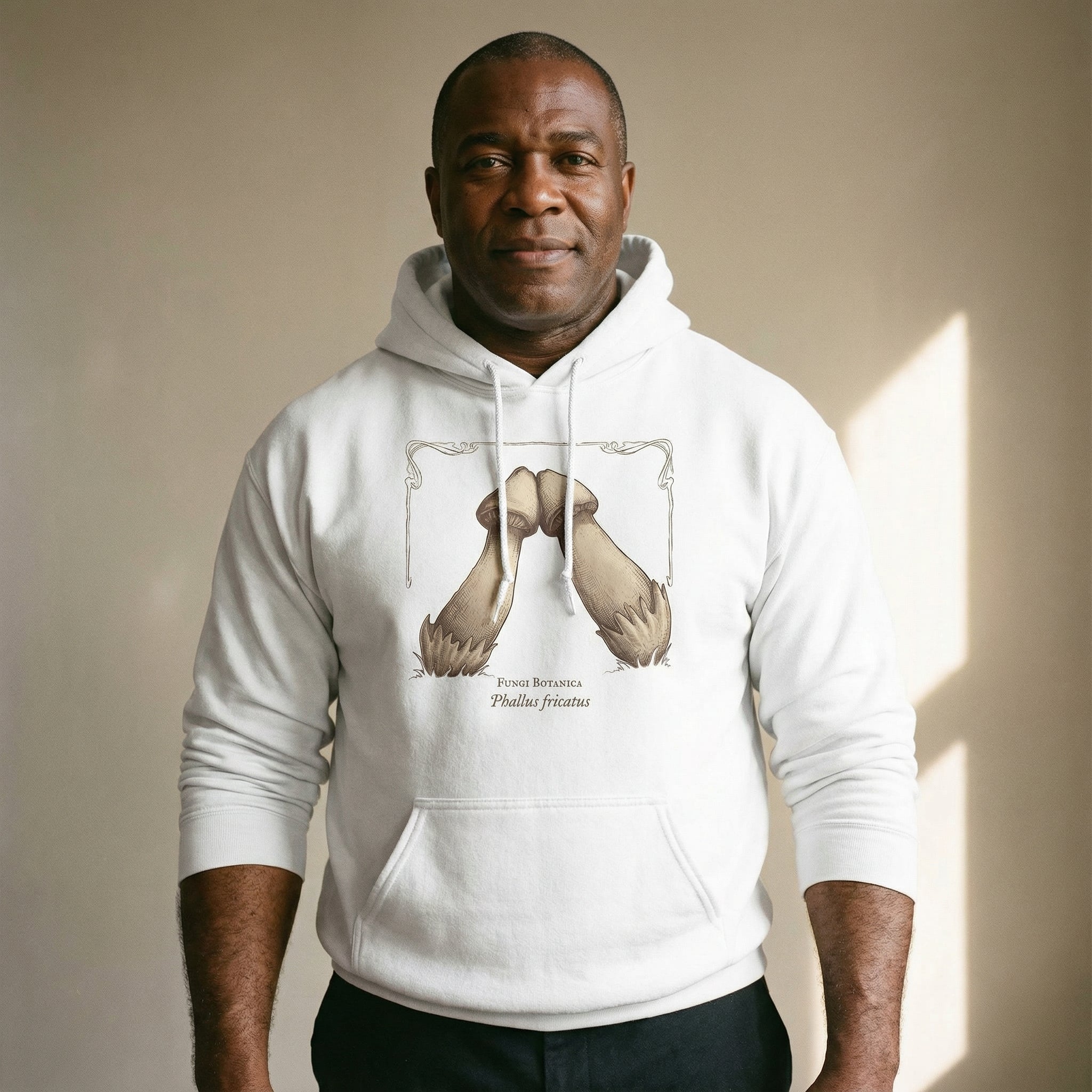 Rubbing Mushrooms Hoodie #color_White