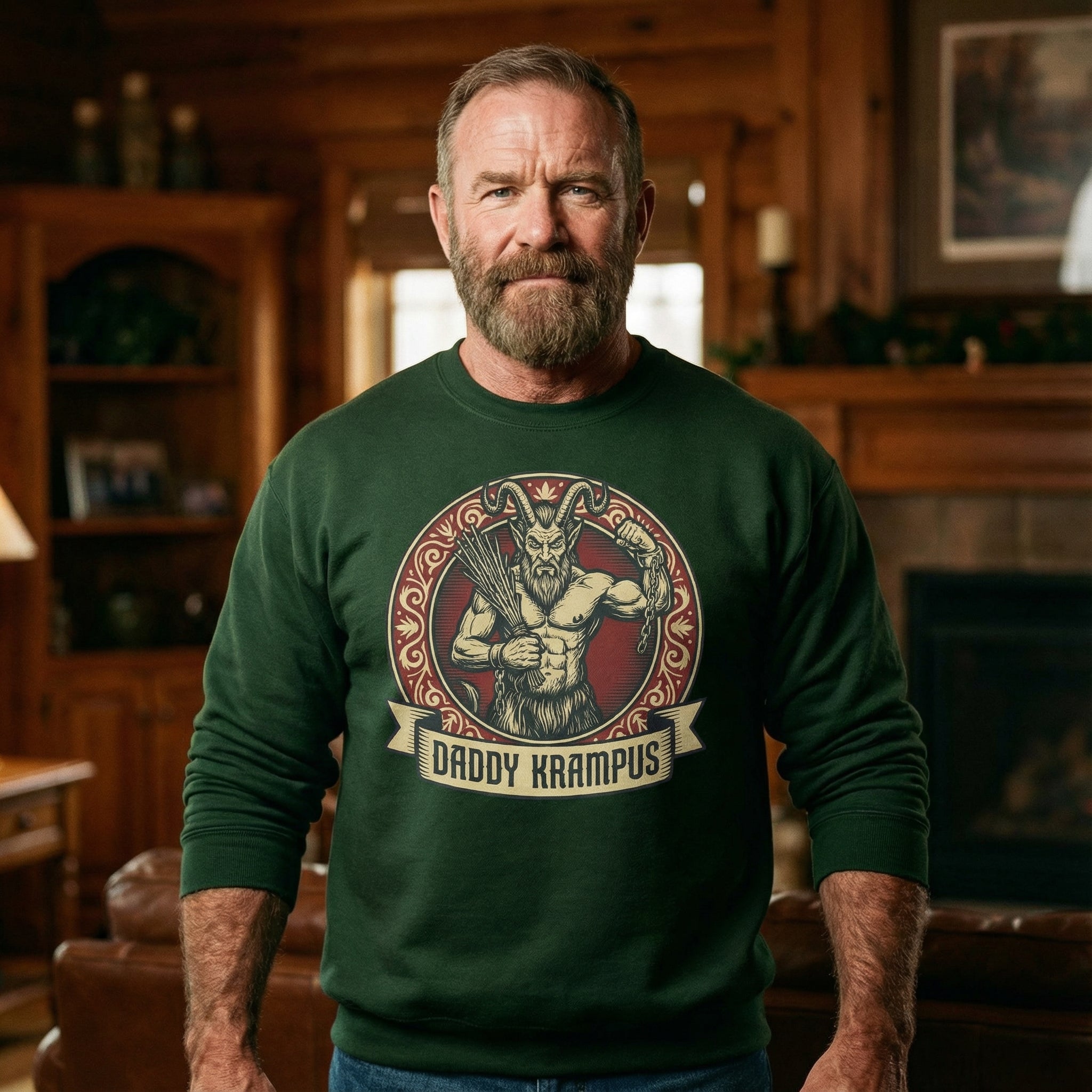 Daddy Krampus Sweatshirt #color_Forest Green