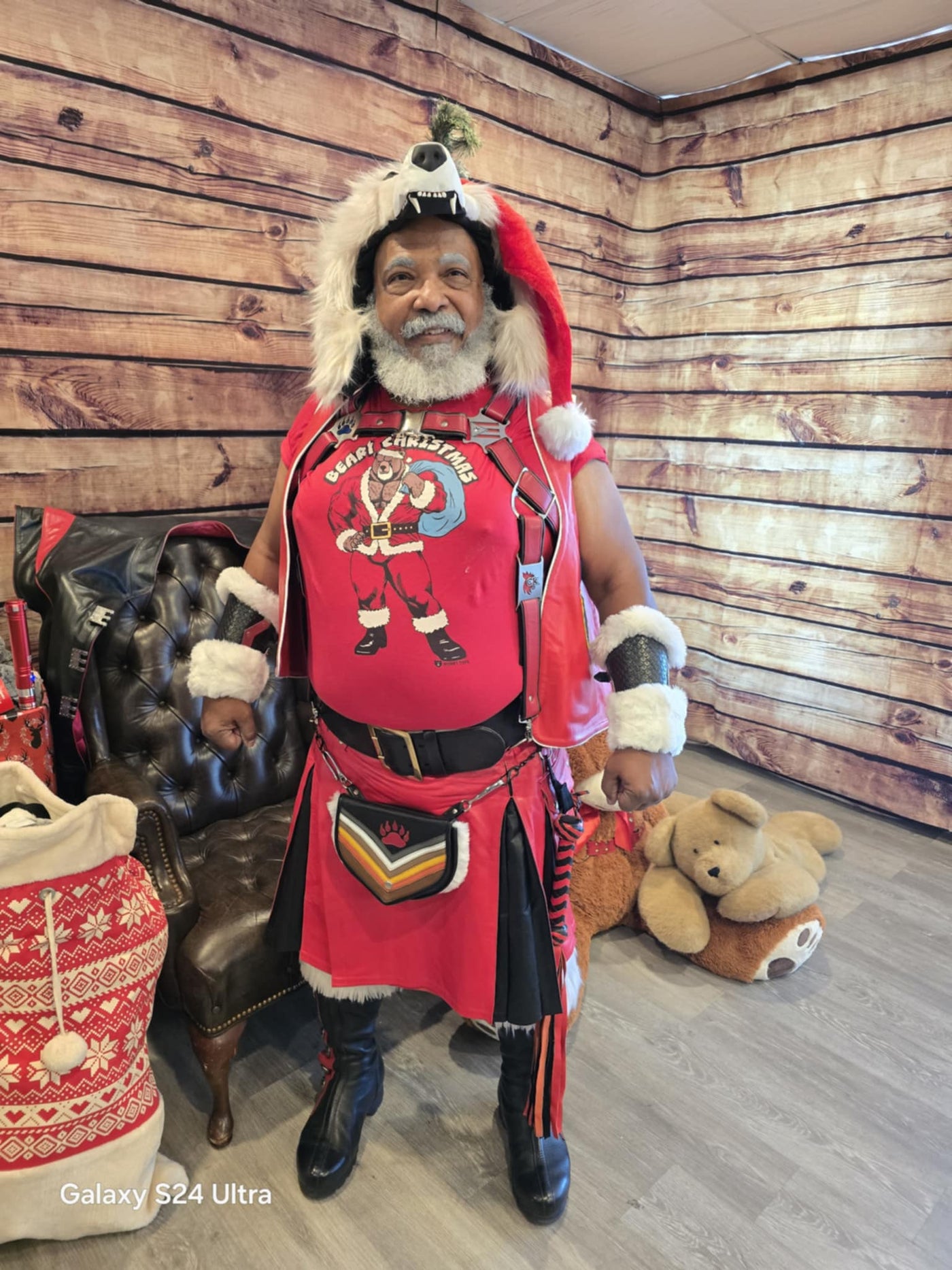 bearbeast269 wearing the Beary Christmas Gay Bear Holiday T-Shirt