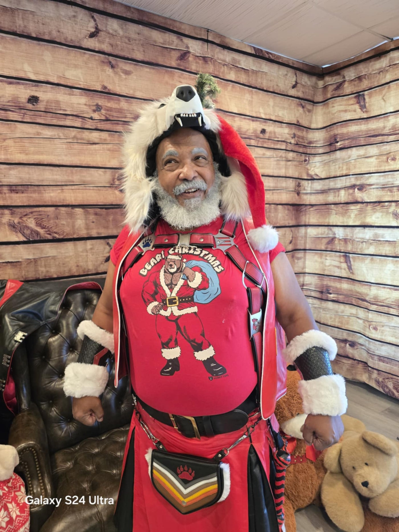 bearbeast269 wearing the Beary Christmas Gay Bear Holiday T-Shirt