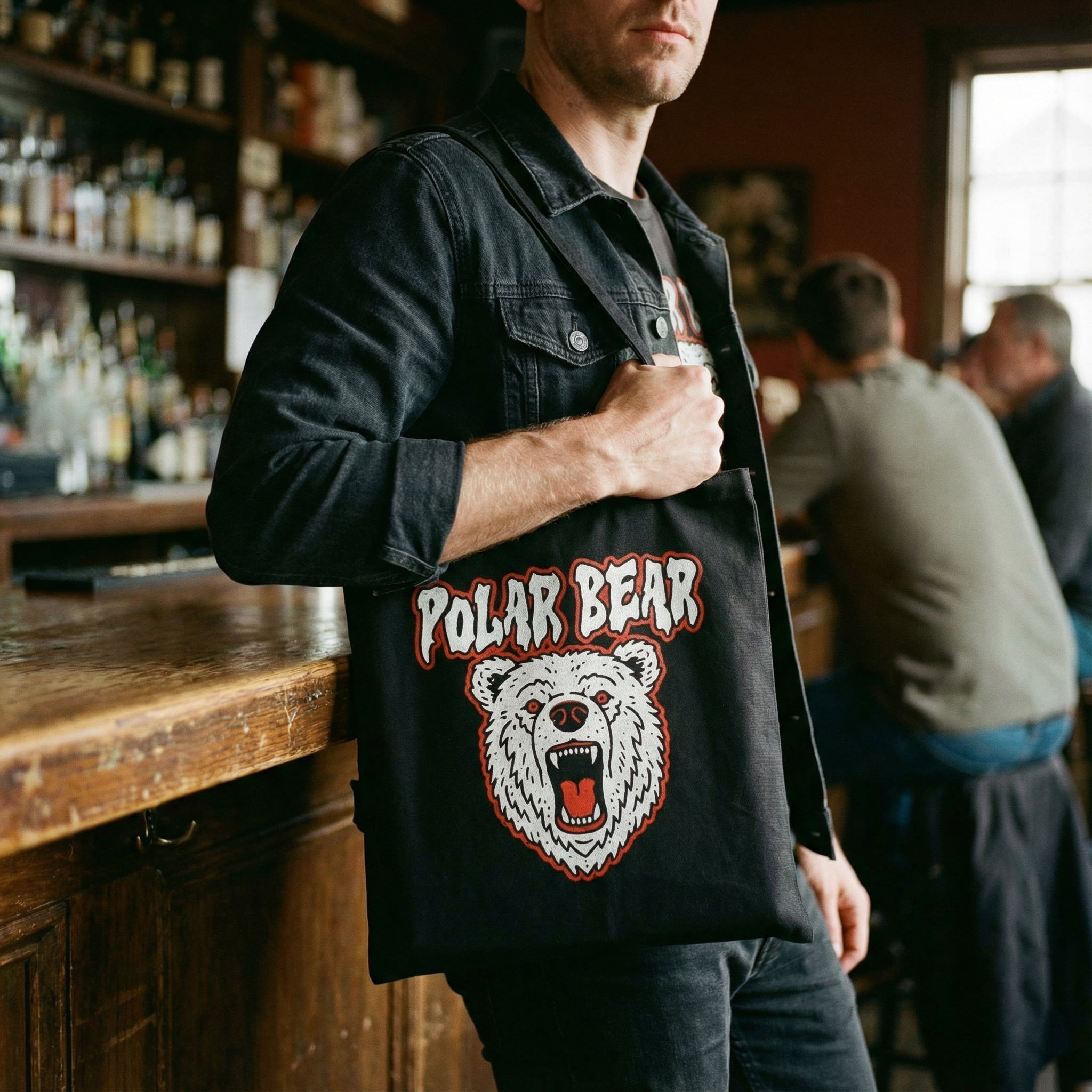 Polar Bear Canvas Tote Bag #color_Black