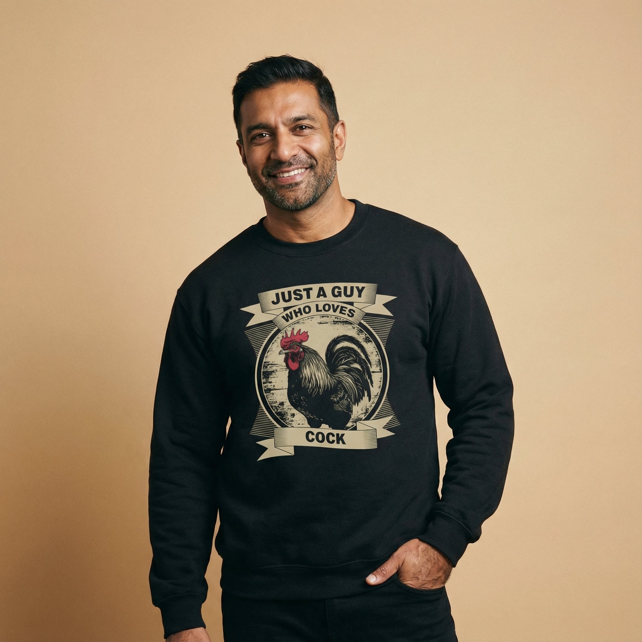 Just a Guy Who Loves Cock Sweatshirt #color_Black