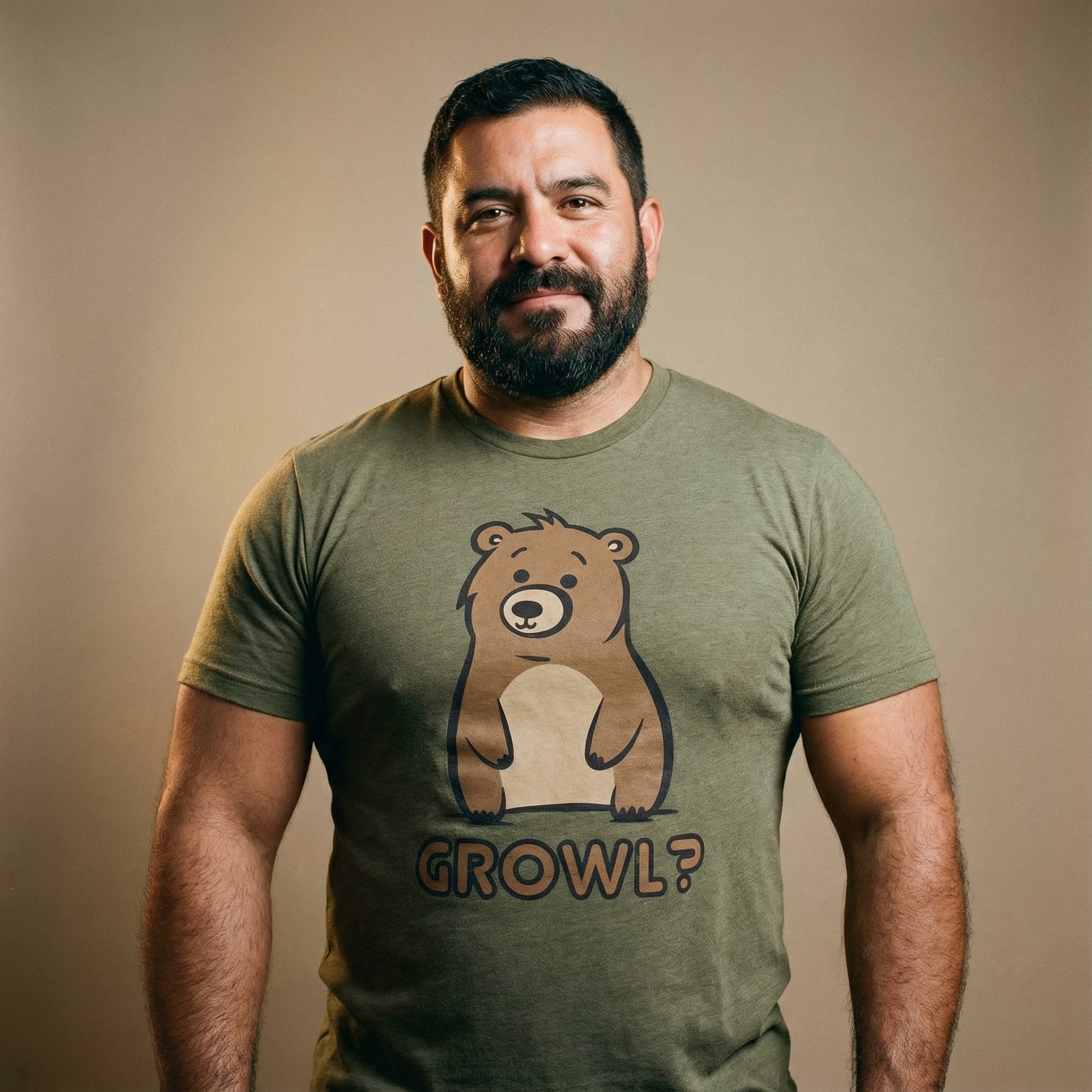 Growl Bear T-Shirt #color_Heather Olive