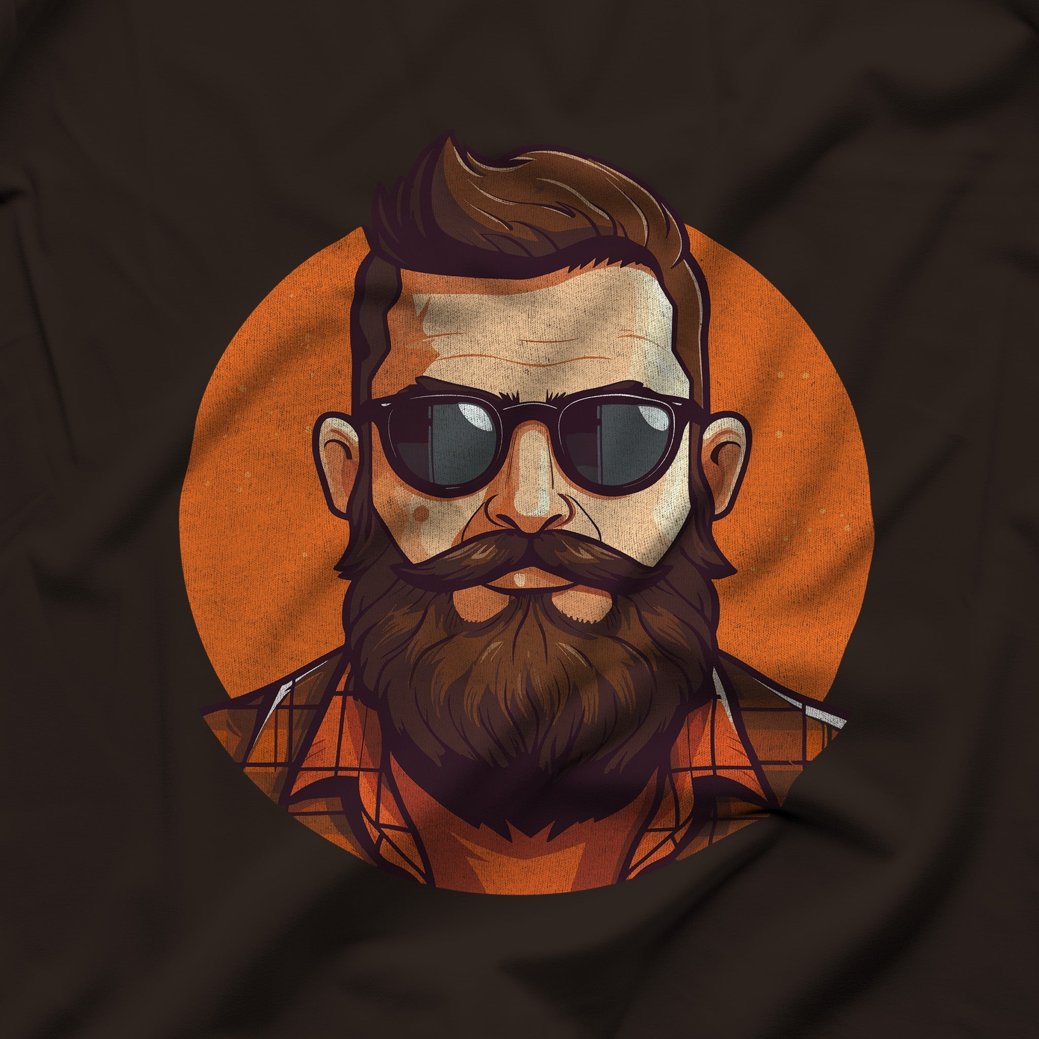 Bearded Lumberjack in Glasses T-Shirt - Rustic Charm - Hunky Tops#color_brown