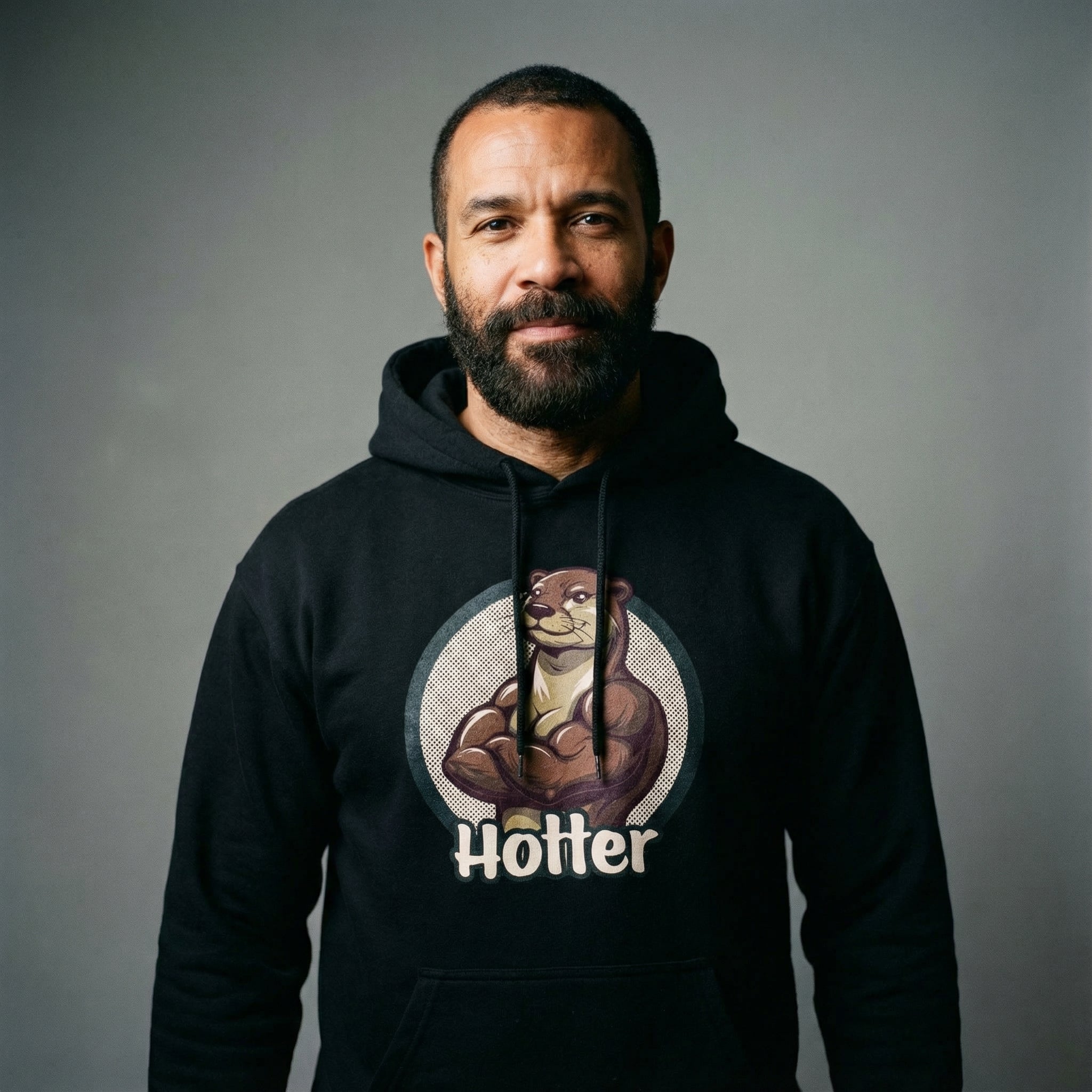 Hotter Muscular Otter Hoodie #color_Black