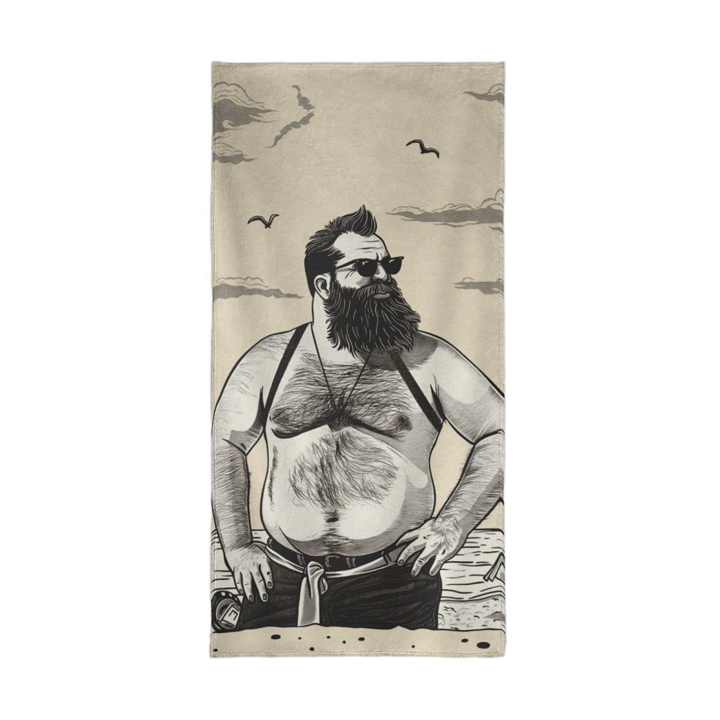 Bold and Burly Premium Beach Towel - Hunky Tops