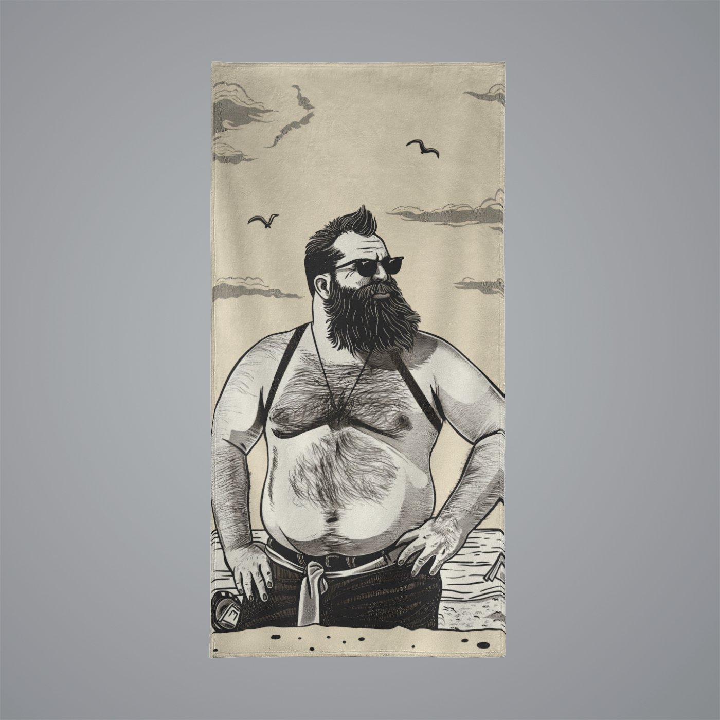 Bold and Burly Premium Beach Towel - Hunky Tops