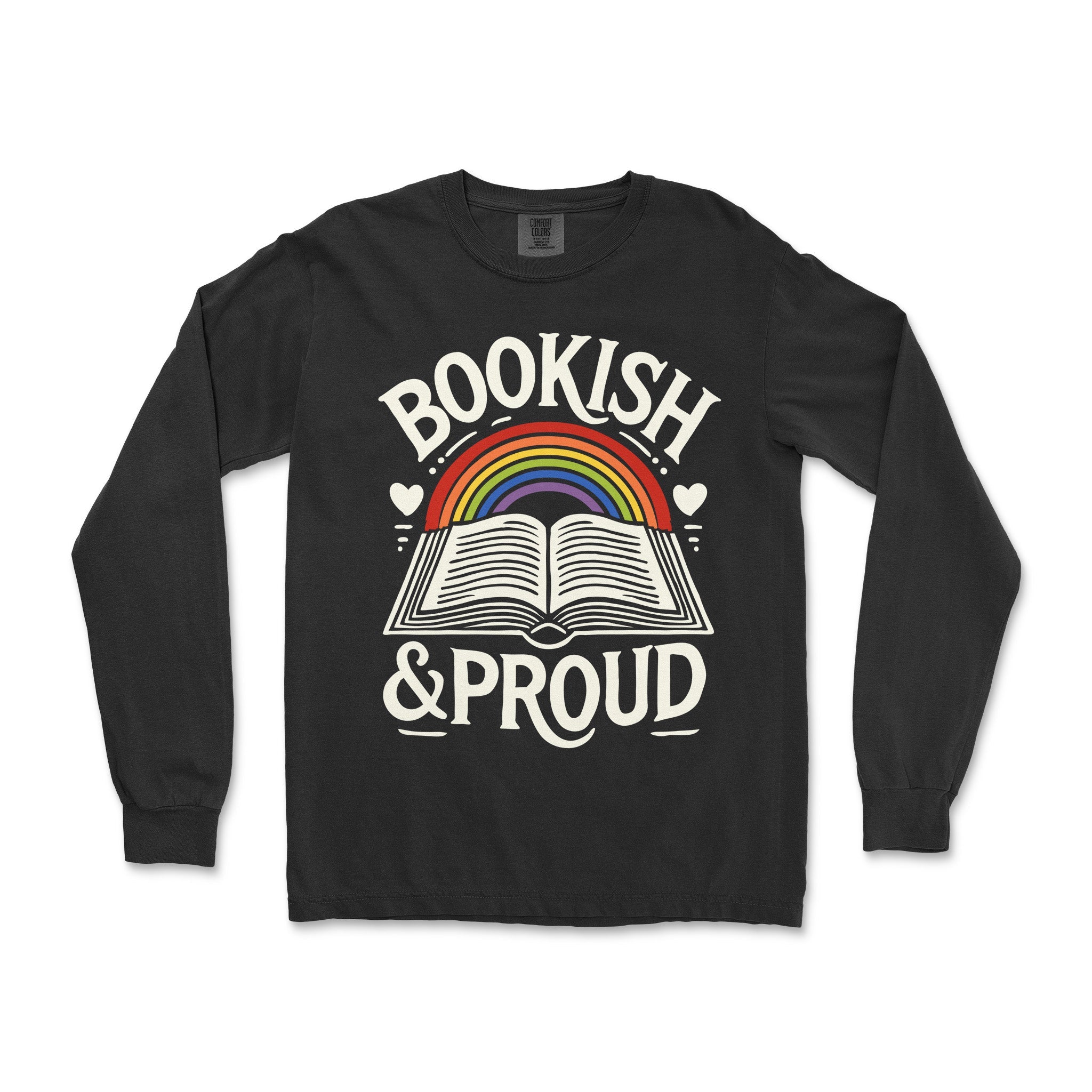 "Bookish And Proud" Long - Sleeve T-Shirt - Hunky Tops #color_Black