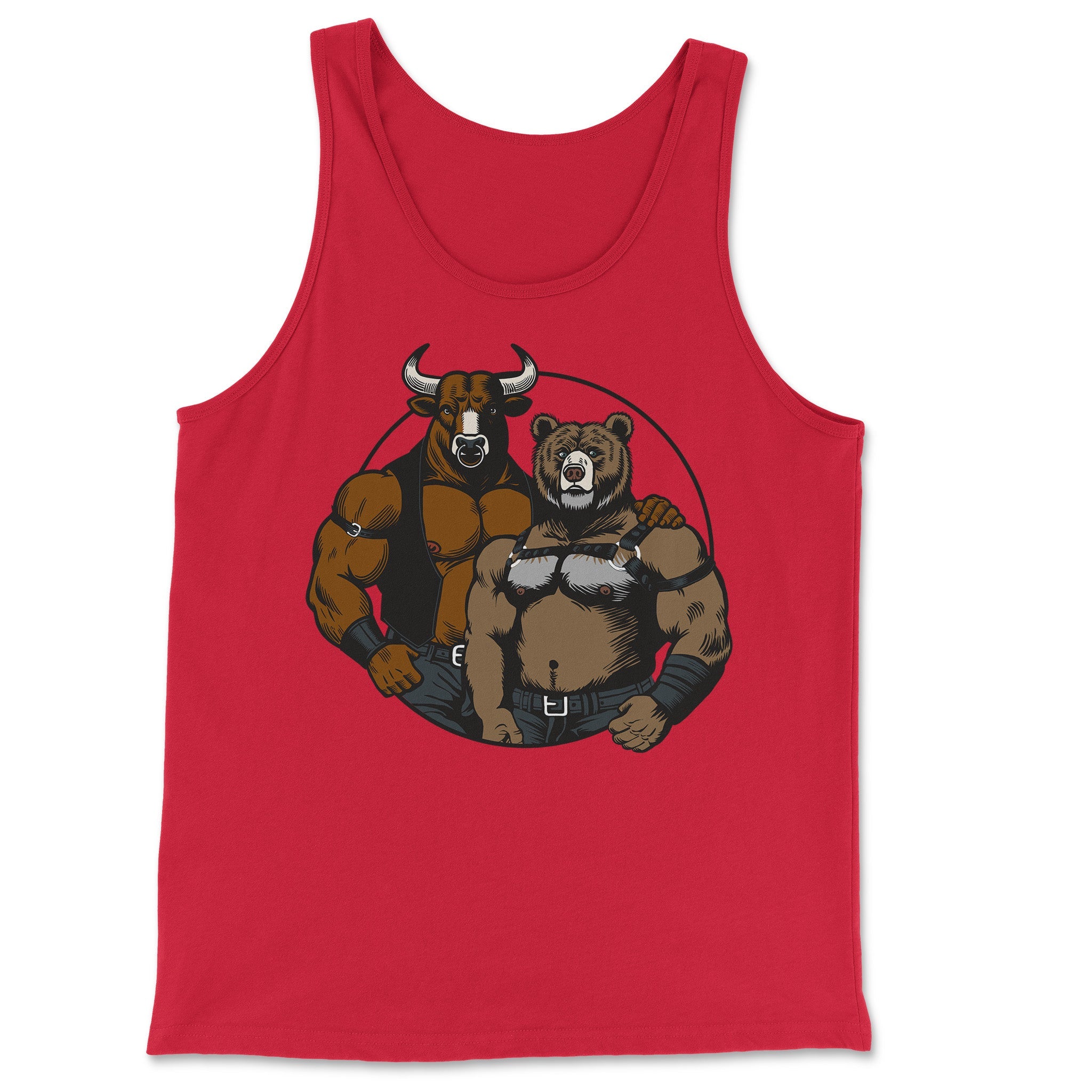 Bull and Bear Tank - Hunky Tops #color_Red