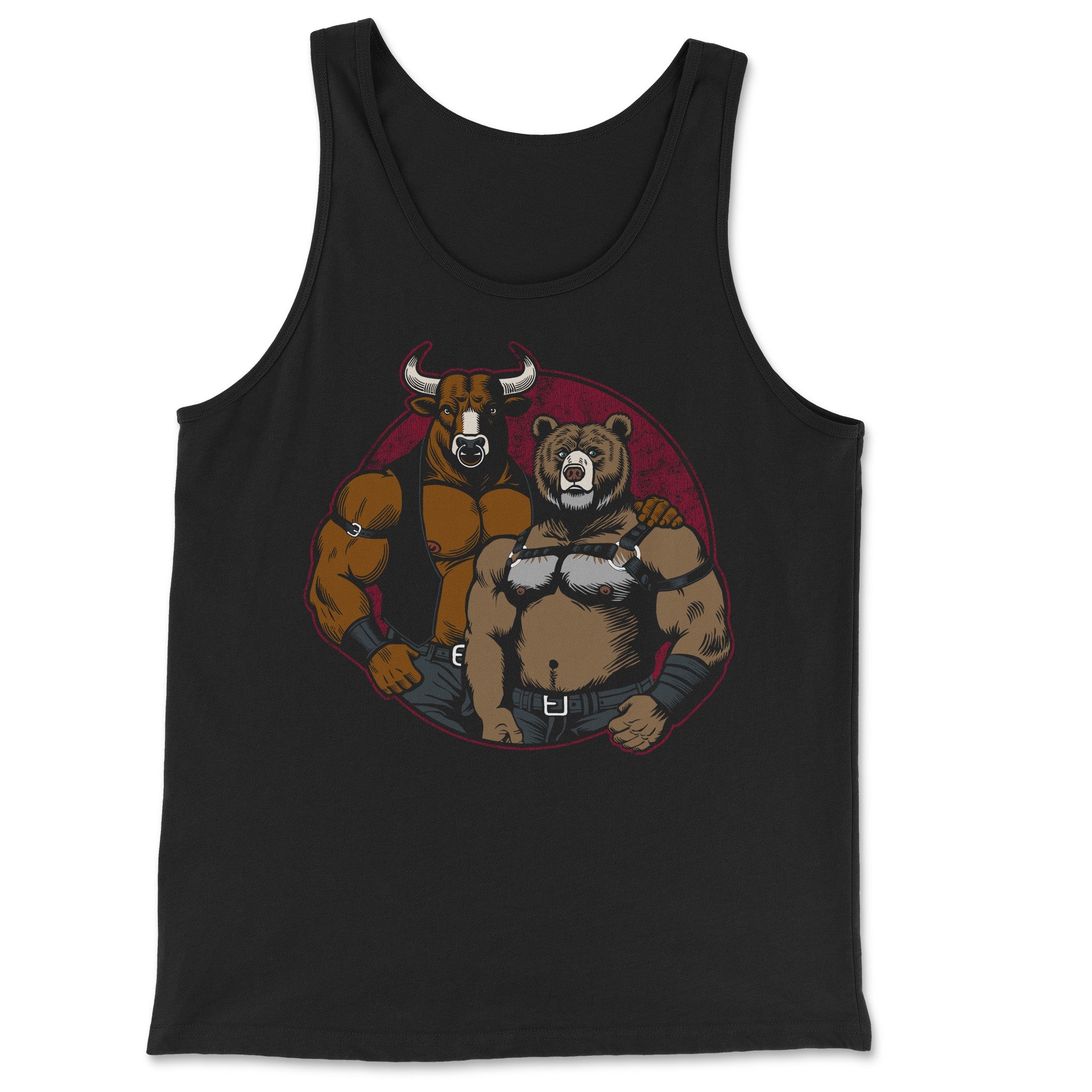 Bull and Bear Tank - Hunky Tops #color_Black