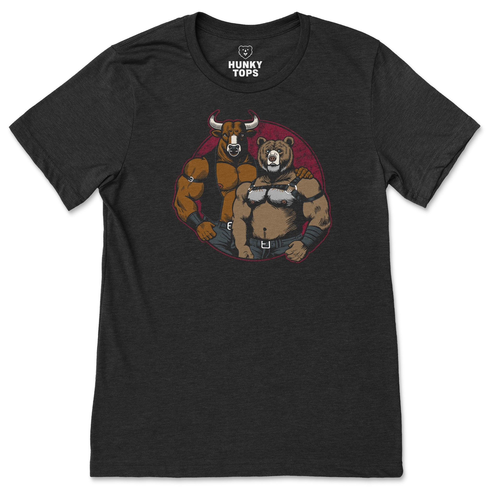 Bull and Bear Tee - Hunky Tops #color_Black Heather