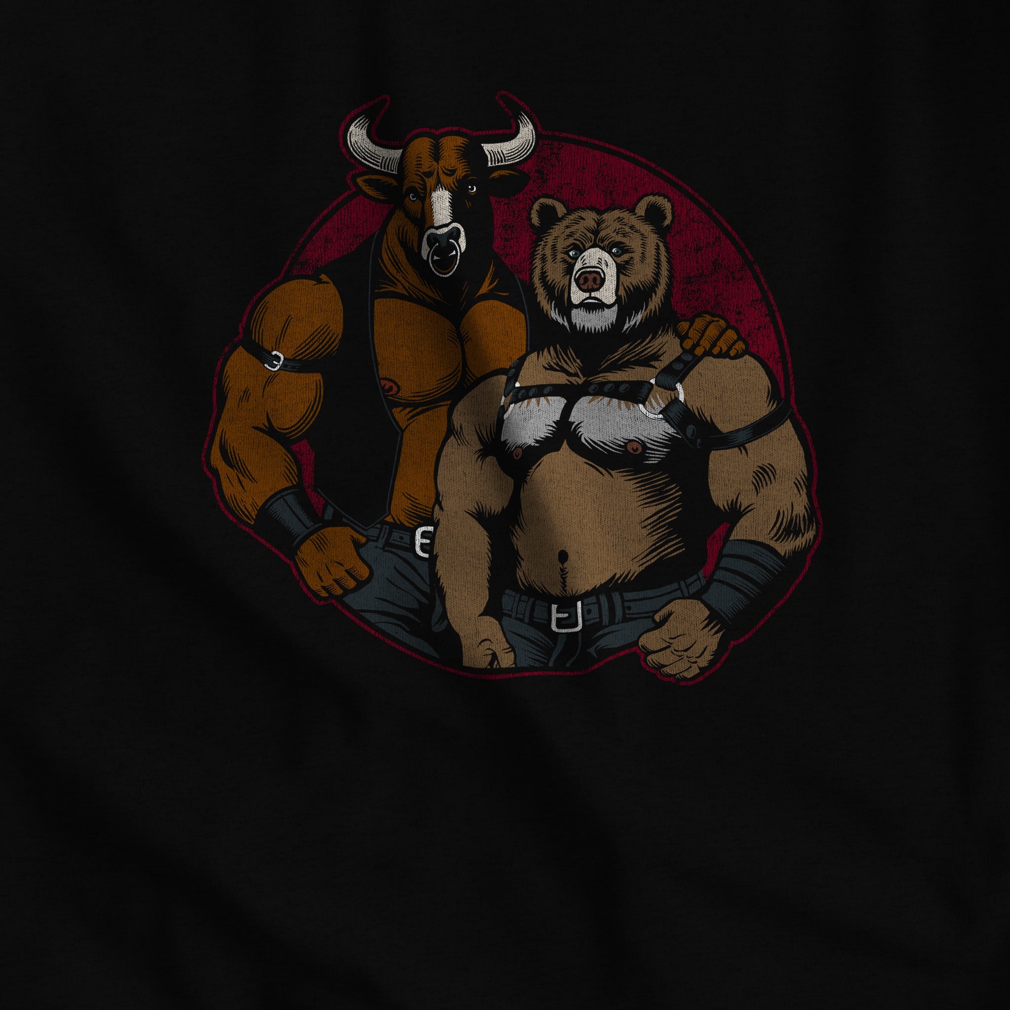 Bull and Bear Tee - Hunky Tops #color_Black Heather