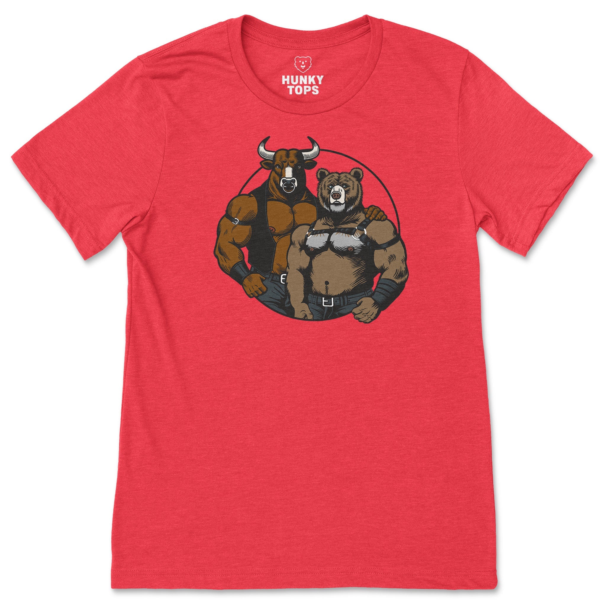 Bull and Bear Tee - Hunky Tops #color_Heather Red