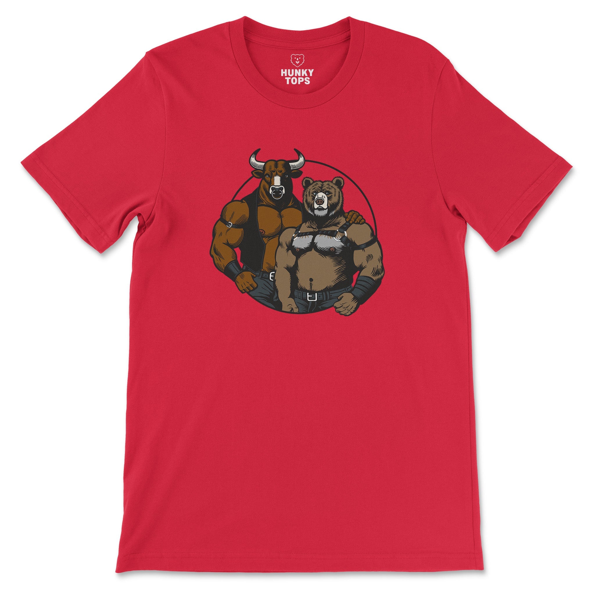 Bull and Bear Tee - Hunky Tops #color_Red