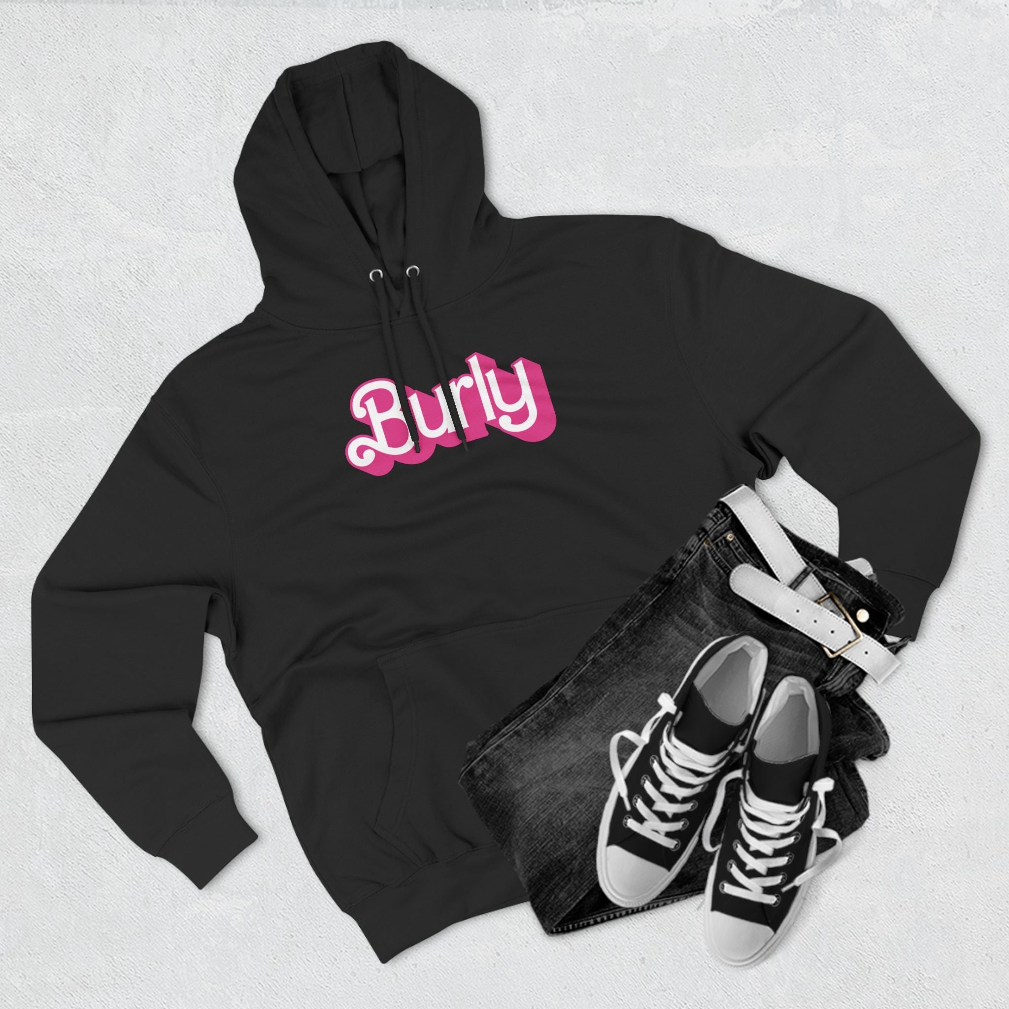 Burly Premium Hoodie - Hunky Tops #color_Black