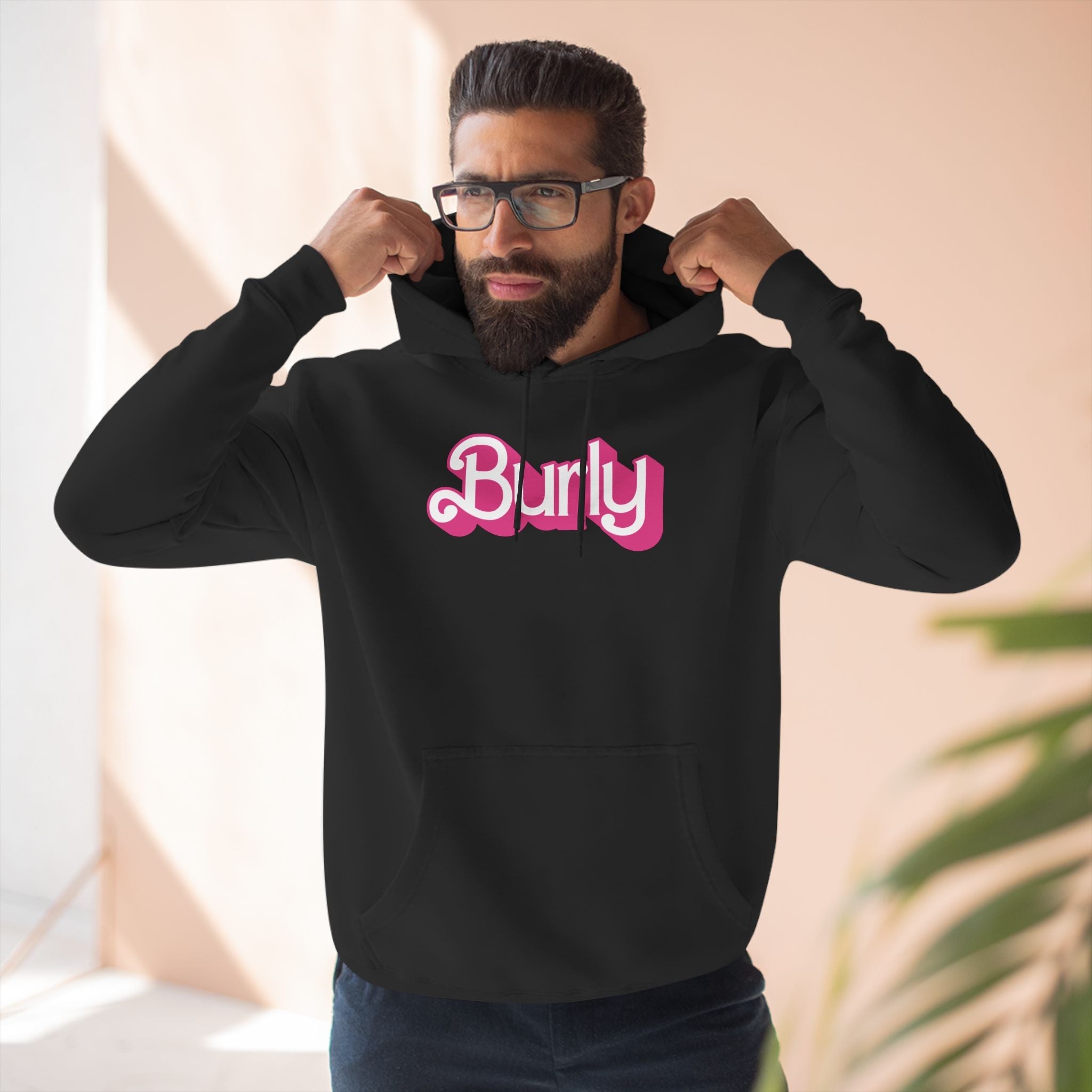 Burly Premium Hoodie - Hunky Tops #color_Black