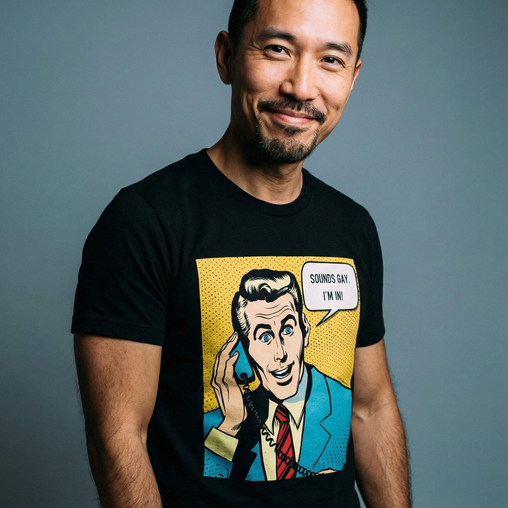 Sounds Gay, I'm IN! Pop Art T-Shirt #color_Black