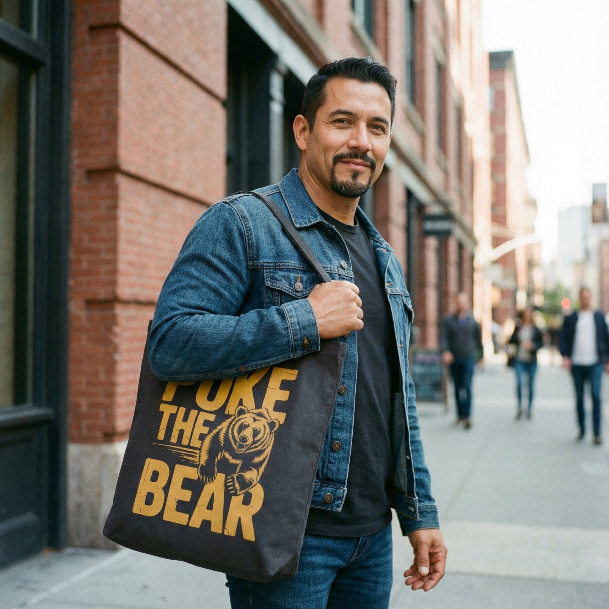 Poke the Bear Canvas Tote Bag #color_Black