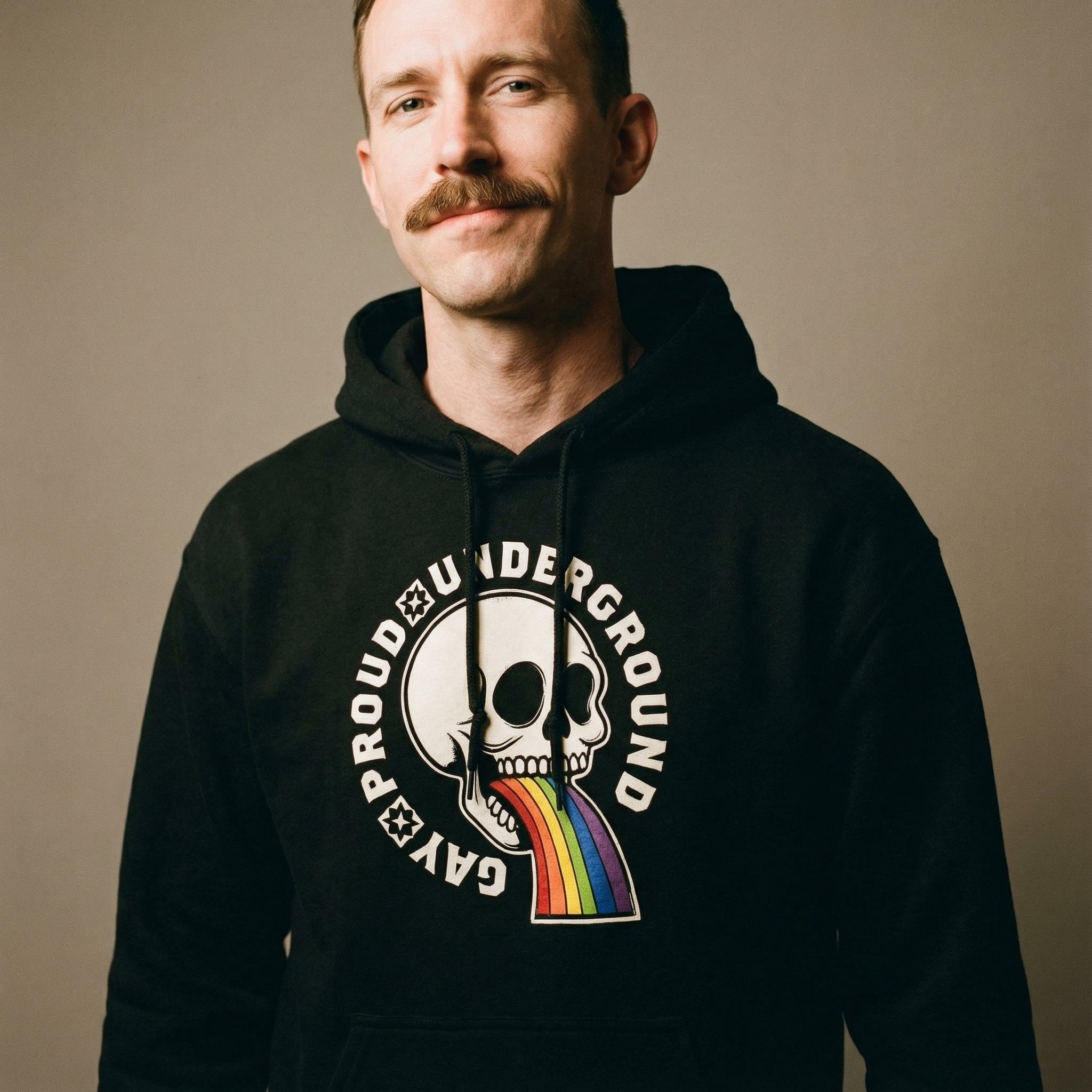 Proud Underground Gay Skull Hoodie #color_Black
