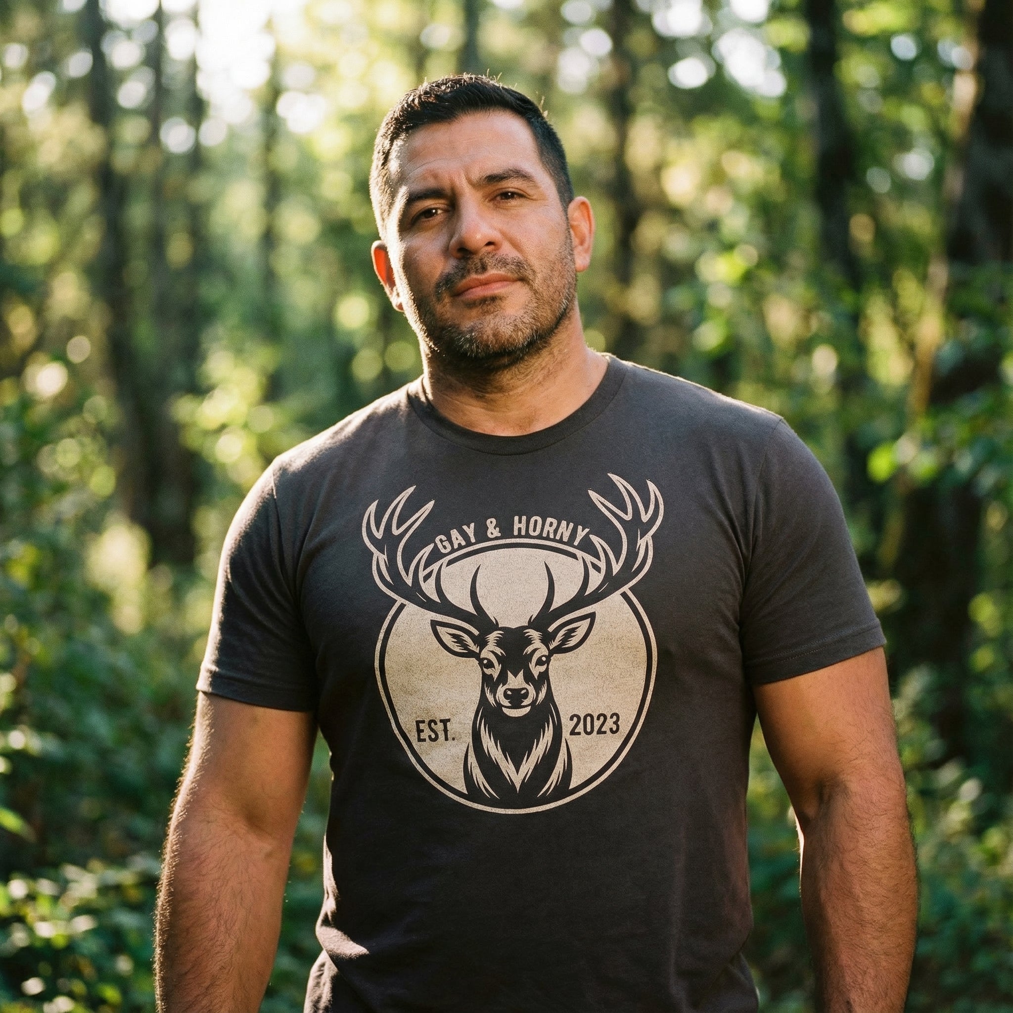 Gay And Horny T-Shirt #color_Brown