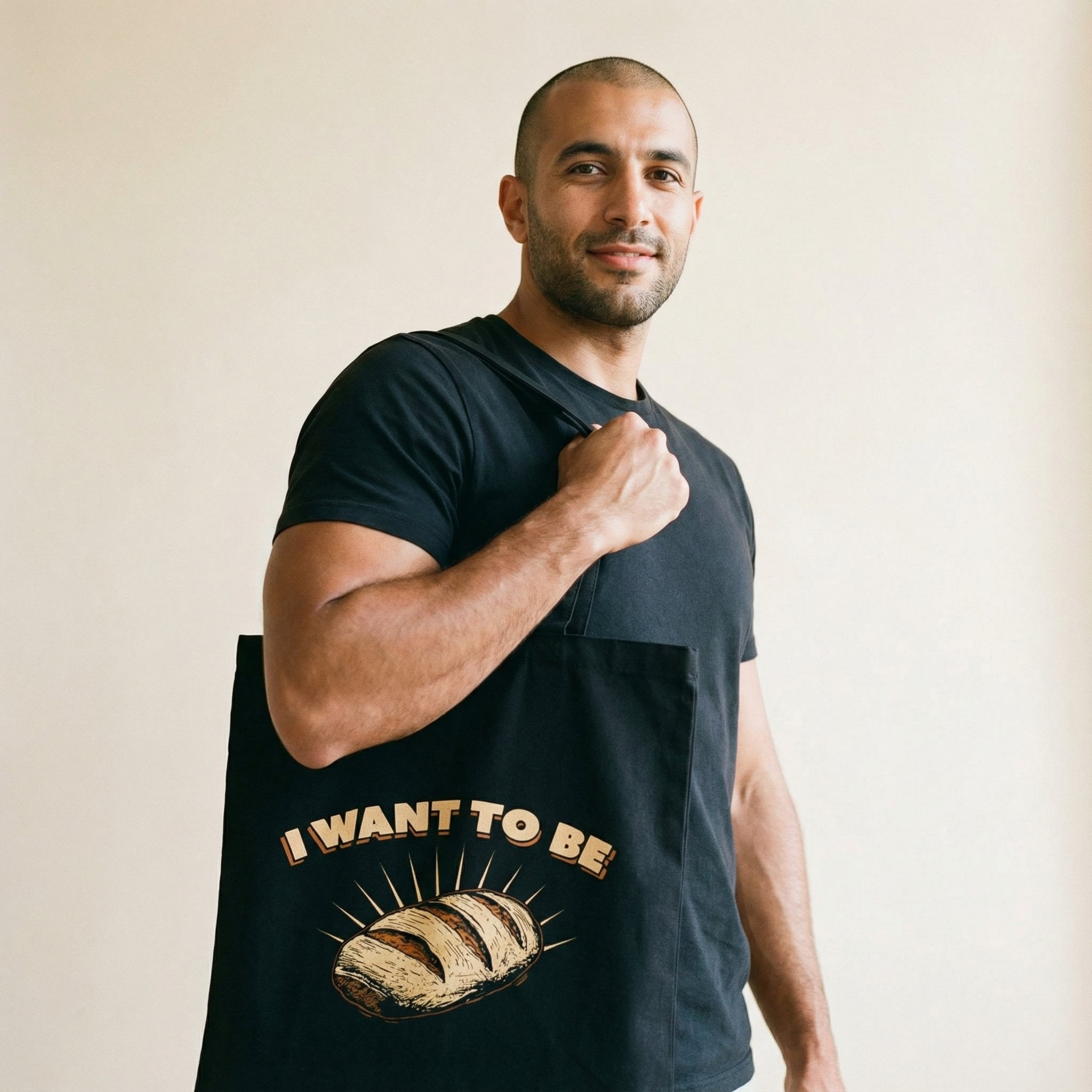 I WANT TO BE BREAD Canvas Tote Bag #color_Black