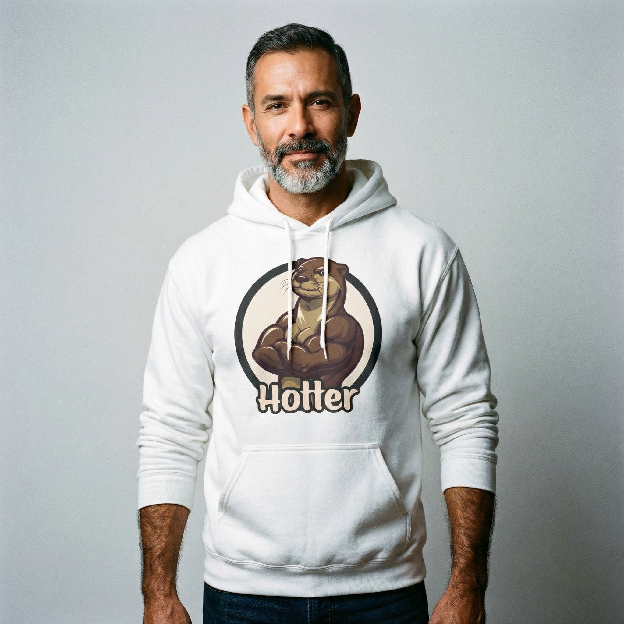Hotter Muscular Otter Hoodie #color_White