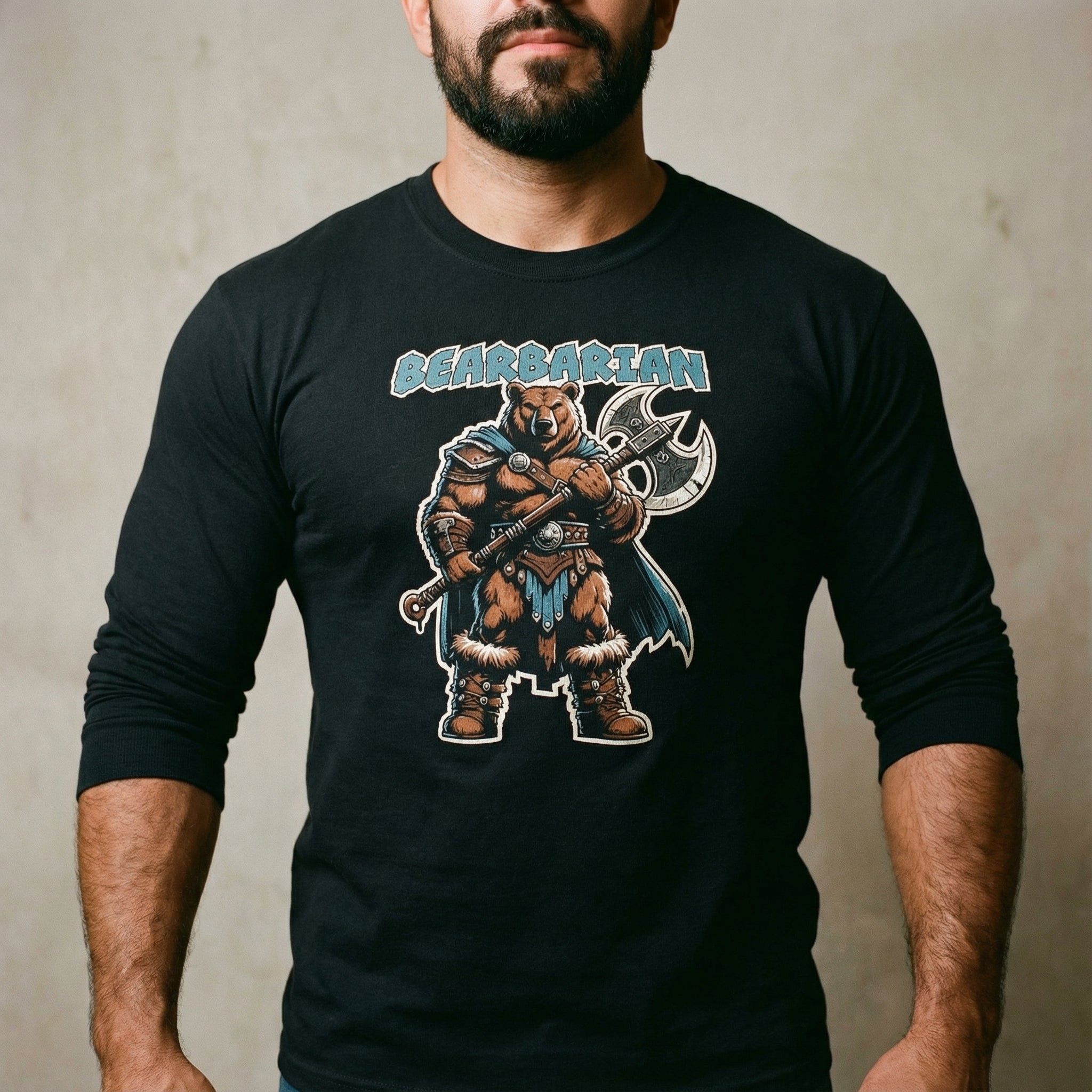Bearbarian Warrior Long-Sleeve T-Shirt #color_Black
